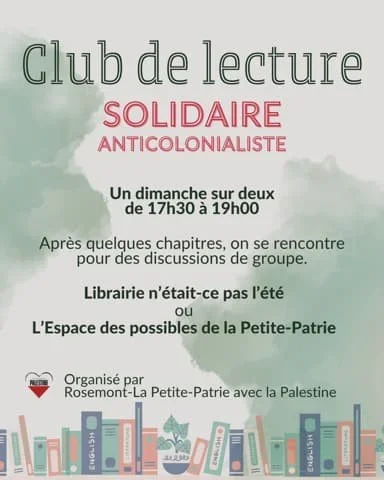 CERCLE DE LECTURE // Club de lecture solidaire et anticolonialiste