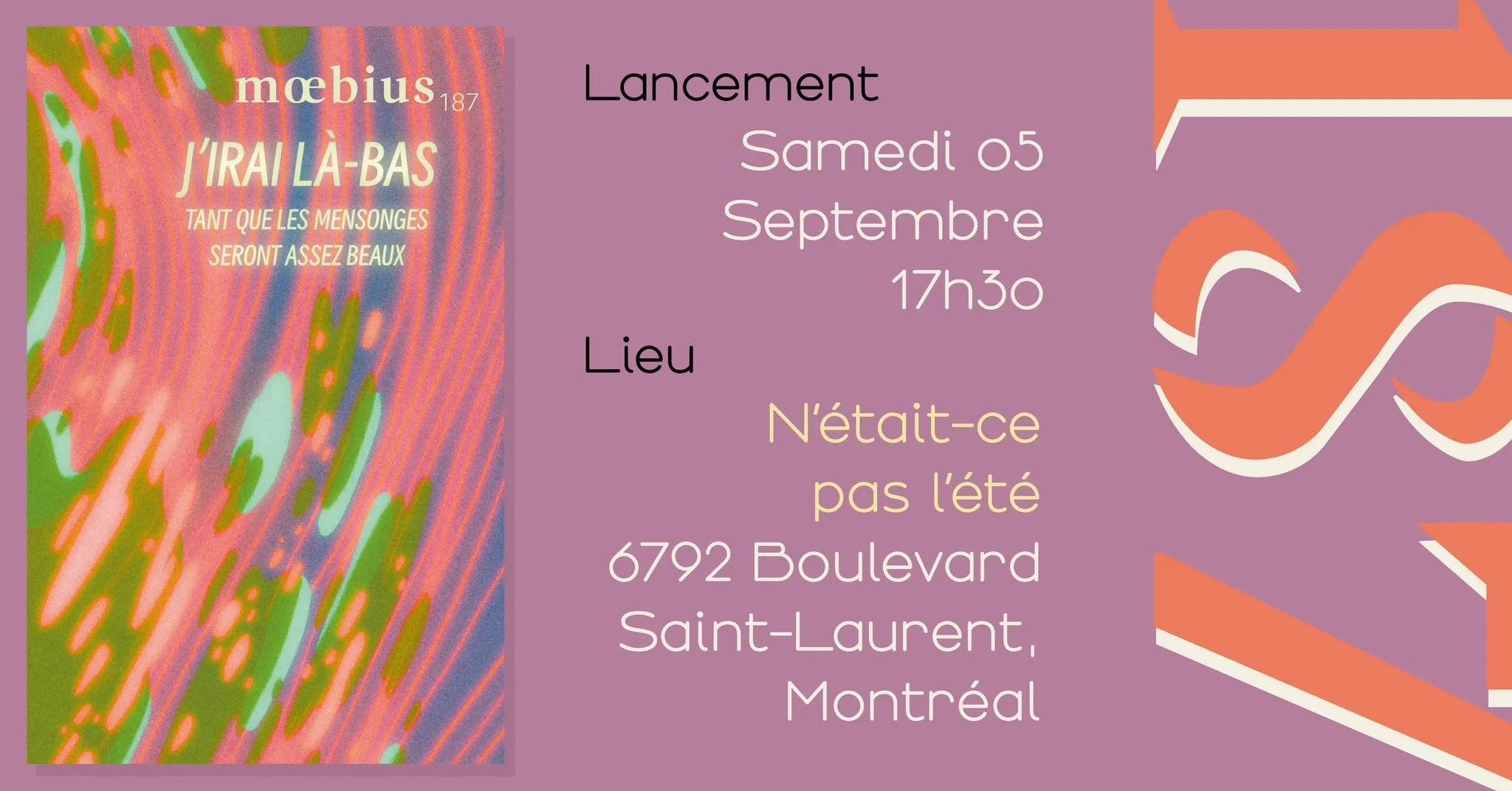 LANCEMENT - Moebius #187 - j'irai là-bas tant que les mensonges seront assez beaux 