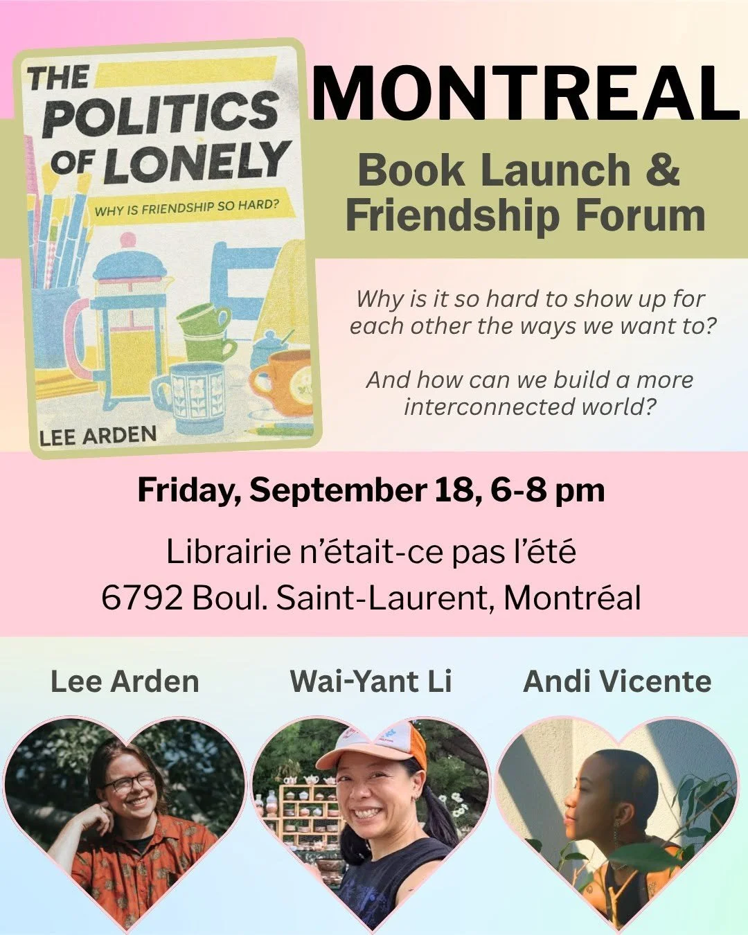 LANCEMENT // The politics of Lonely: Why is Friendship So Hard? de Lee Arden