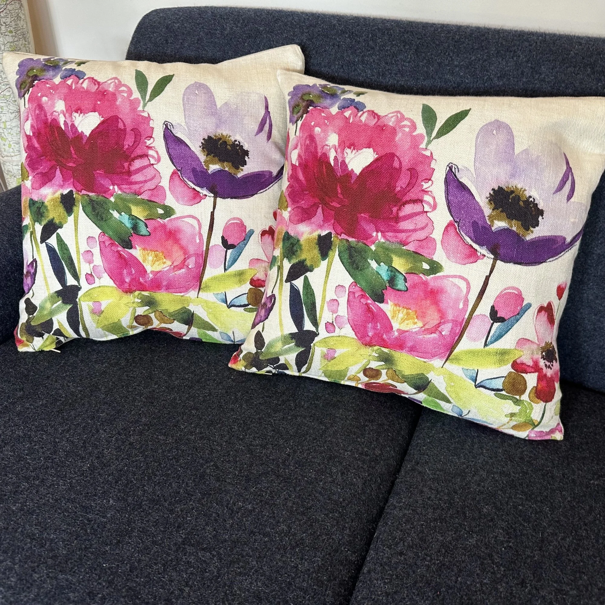 Painterl Bluebell Gray Cushion
