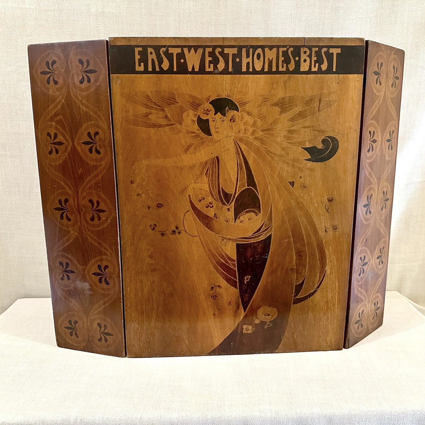 Art Nouveau Walnut Fire Screen