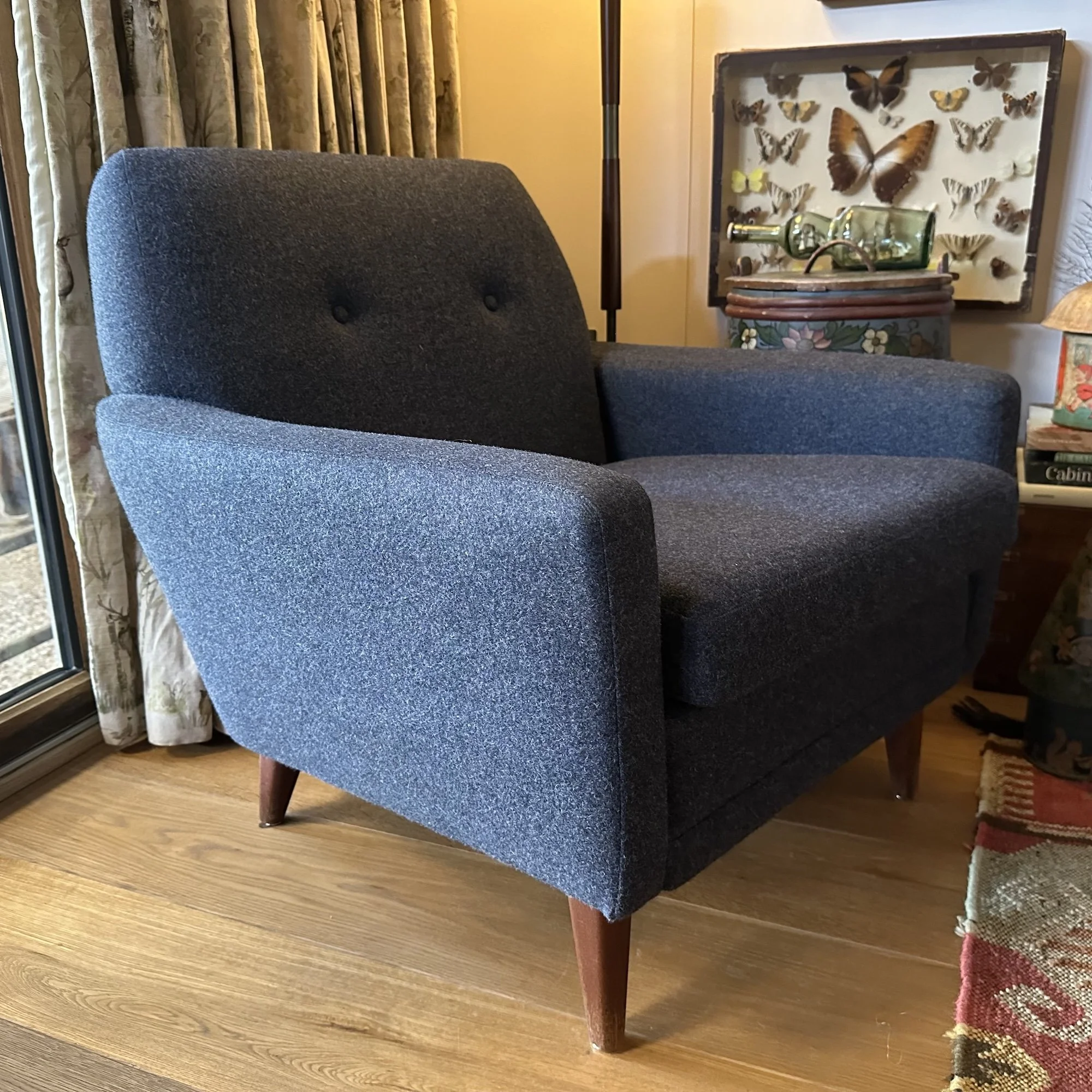 1960's Swedish Dux Armchair in Blue Tweed  6.jpeg