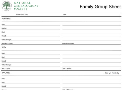 Family Group Sheet (NGS)
