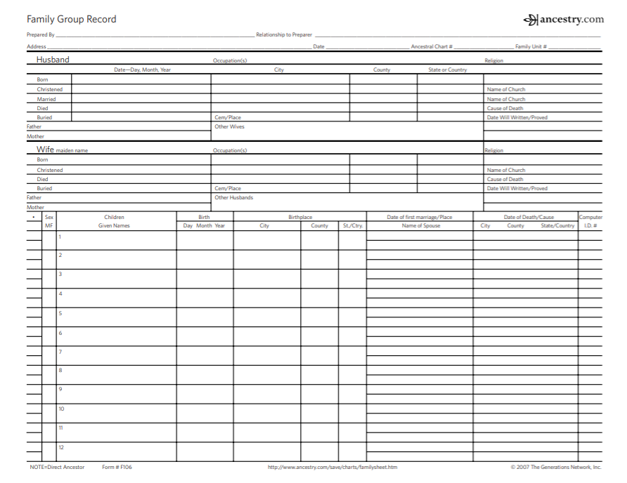 Family Group Record (Ancestry)