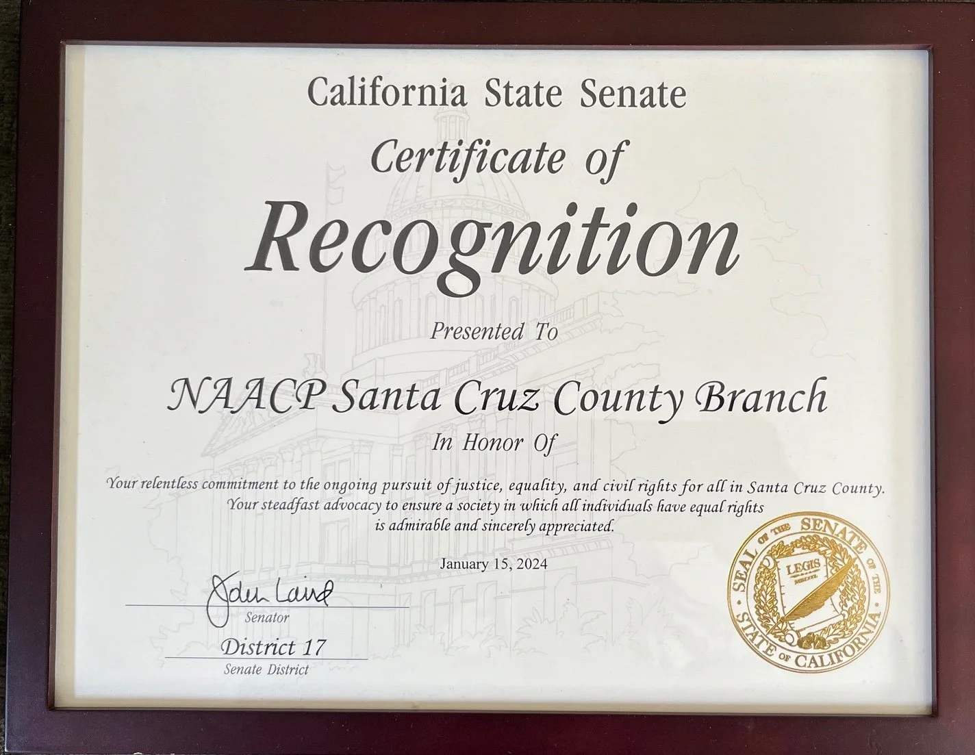 2024 MLK Day of Recognition from Senator John Laird