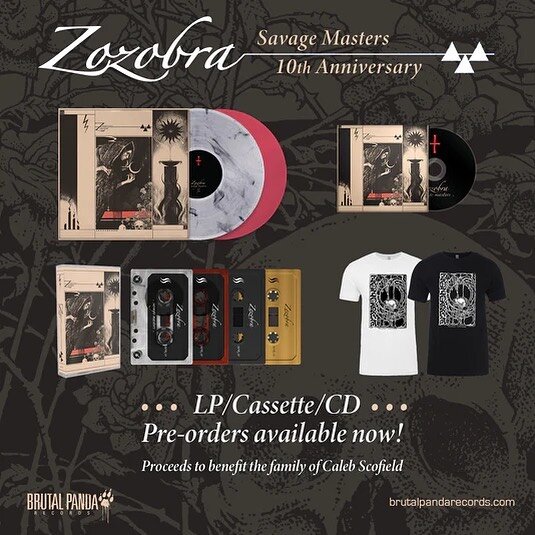 So happy to see BRUTAL PANDA reissuing the final ZOZOBRA Album 'SAVAGE MASTERS'. Big noises when these three were in the room. 

I miss Caleb Scofield!

50% of proceeds for all items will benefit Caleb's family.