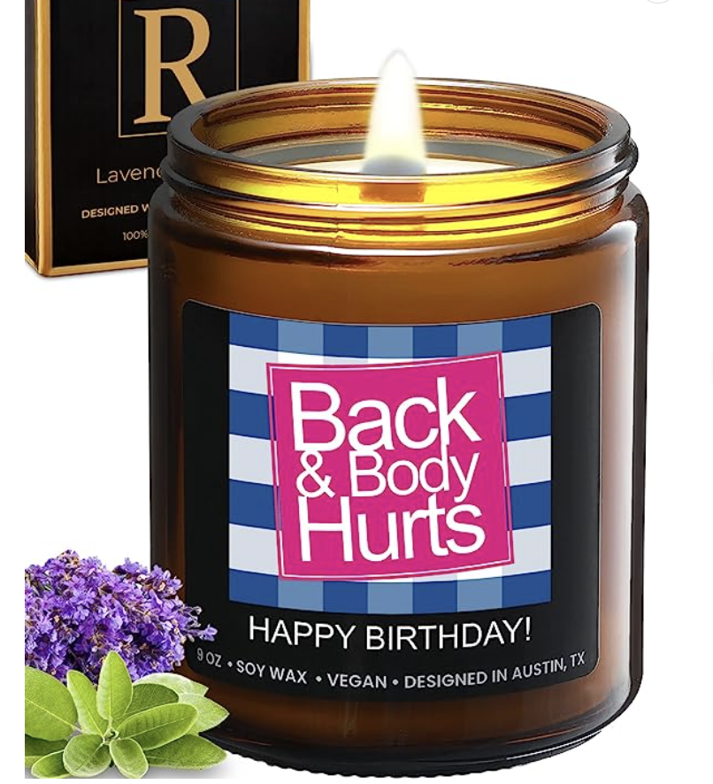 back &amp; body hurts candle