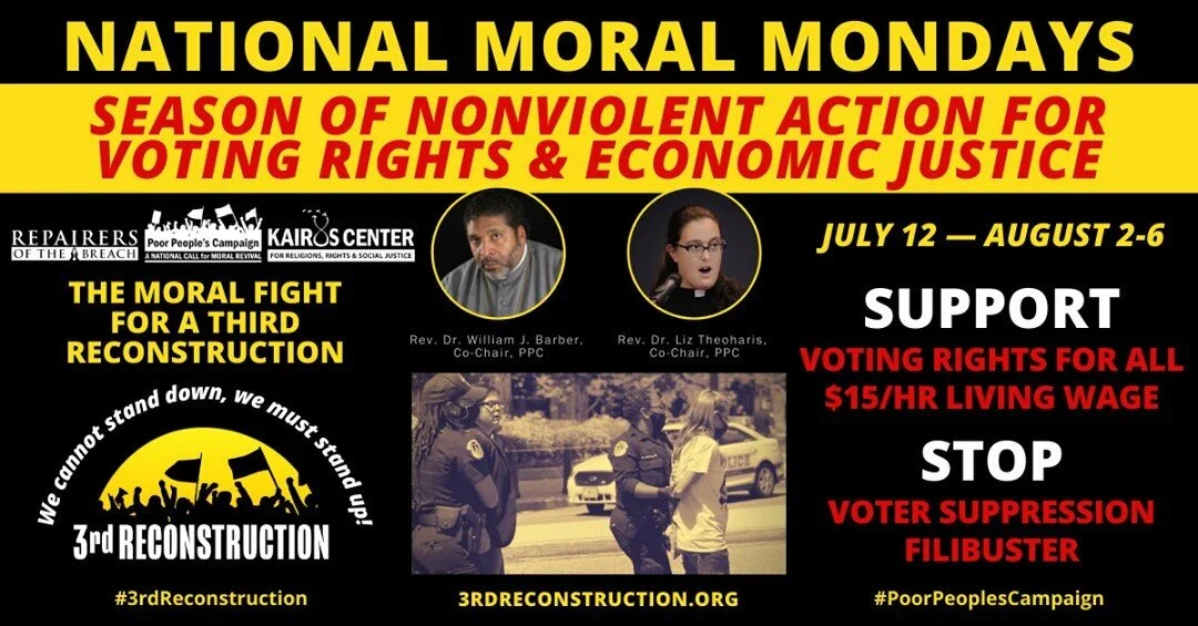We must escalate and engage the nonviolent moral struggle for a Third Reconstruction. Now! Now! Right Now!
 
If you desire to join, go to 3rdReconstruction.org to commit and demand a #3rdReconstruction. If you believe in moral nonviolent direct action, it's our time!