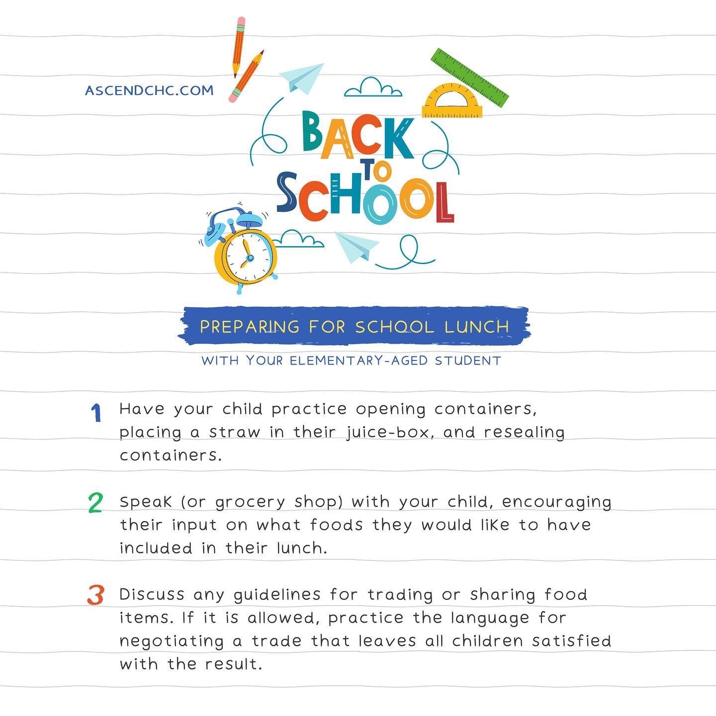 Give your elementary-aged students a head start this fall, preparing for the school lunch routine. For other tips for returning to the classroom, follow @ascend_champaign on Instagram, or call: (312) 283-2650 to learn more. 
.
.
#ChampaignUrbana #cha