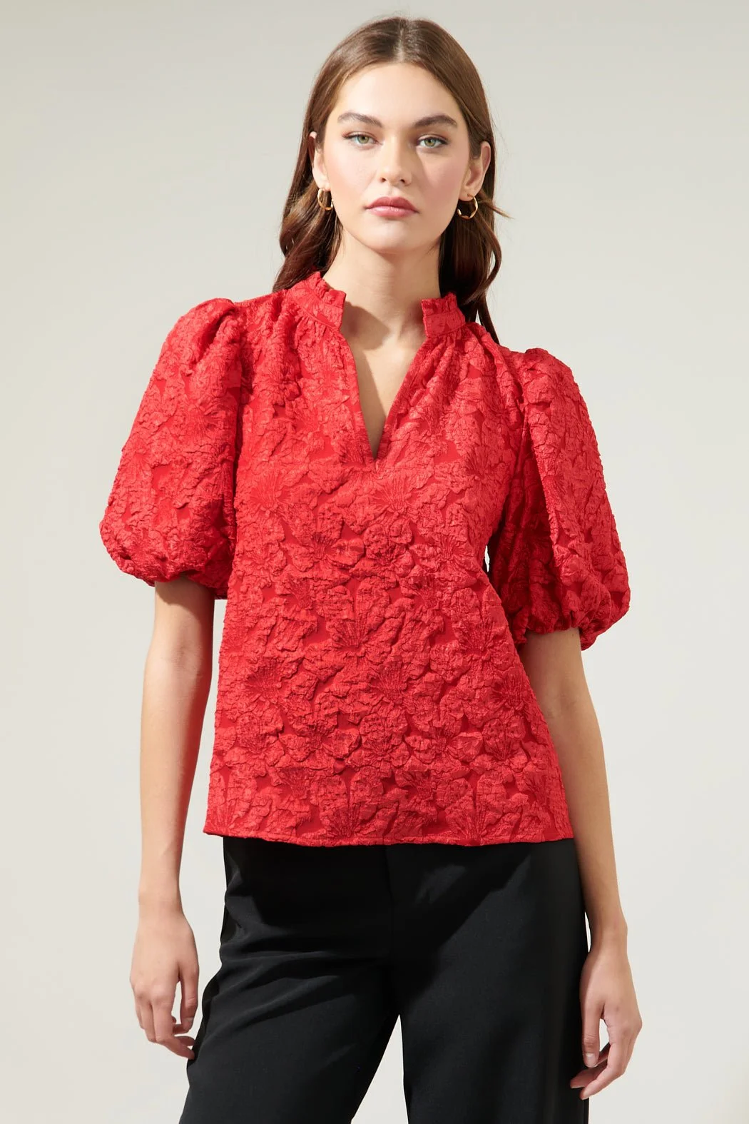 Sugar Lips Red Puff Sleeve -Large