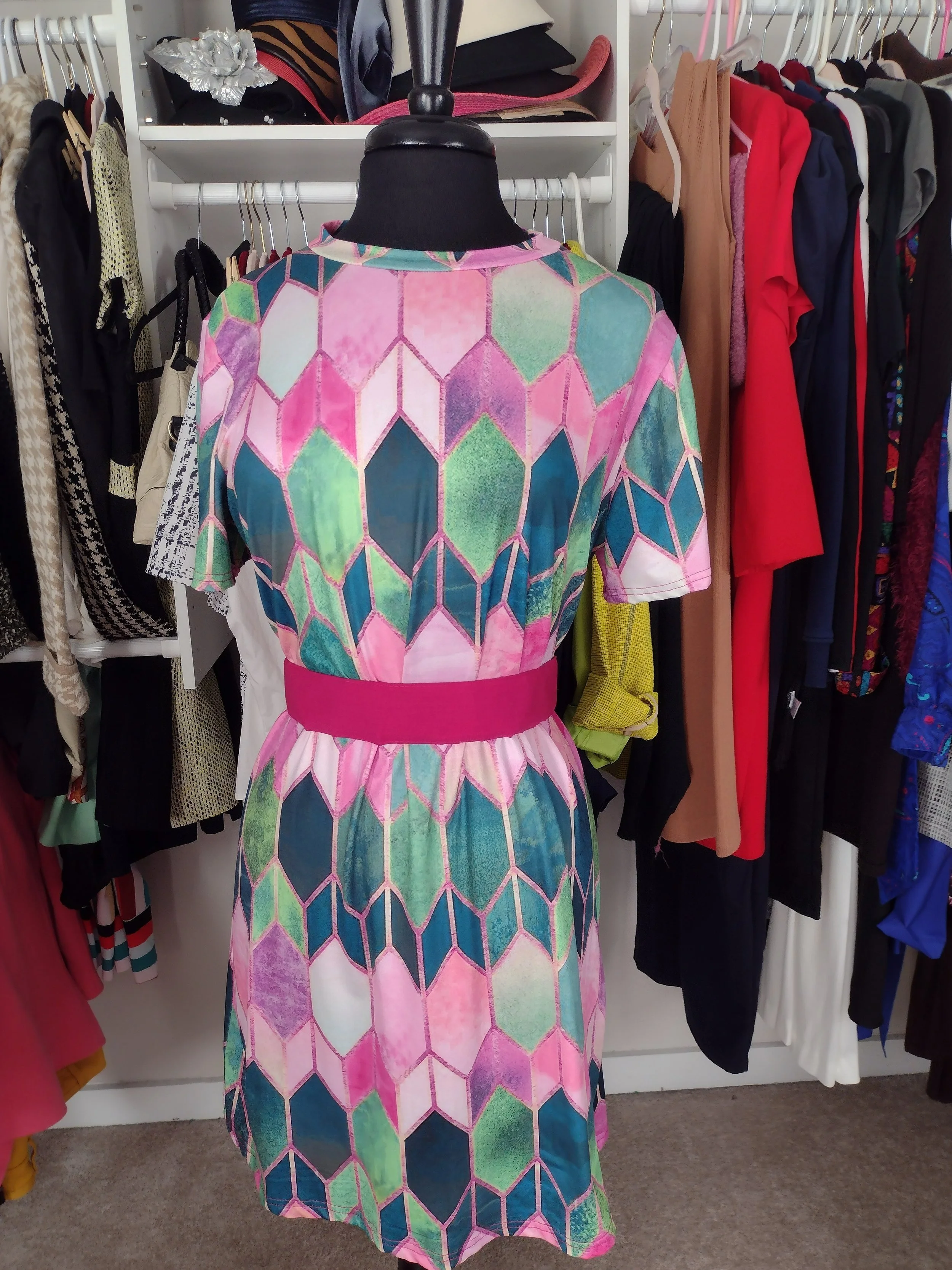 Pink and Green Skater Dress Size 10/12