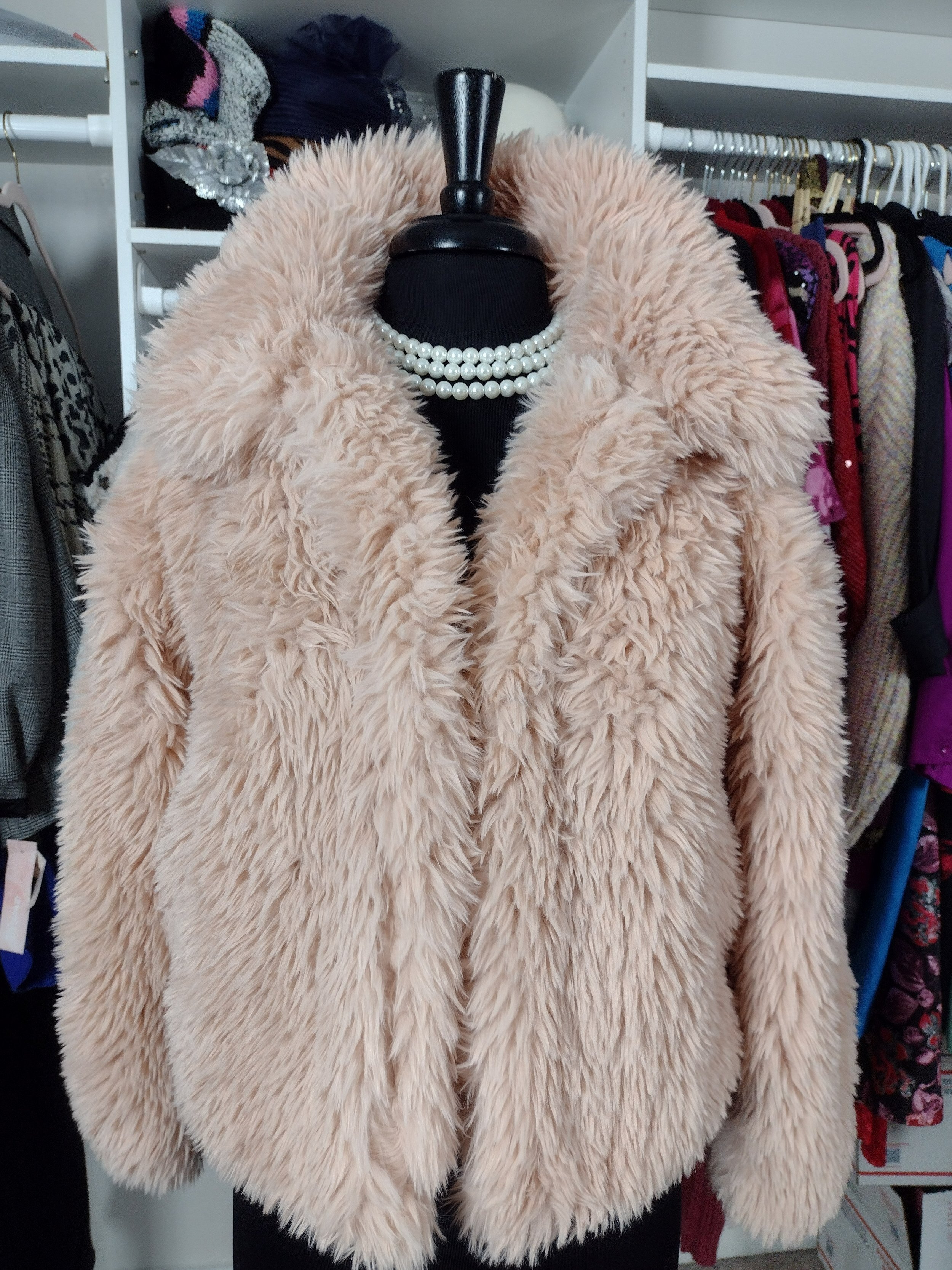 Blush Faux Fur Jacket Size S/M