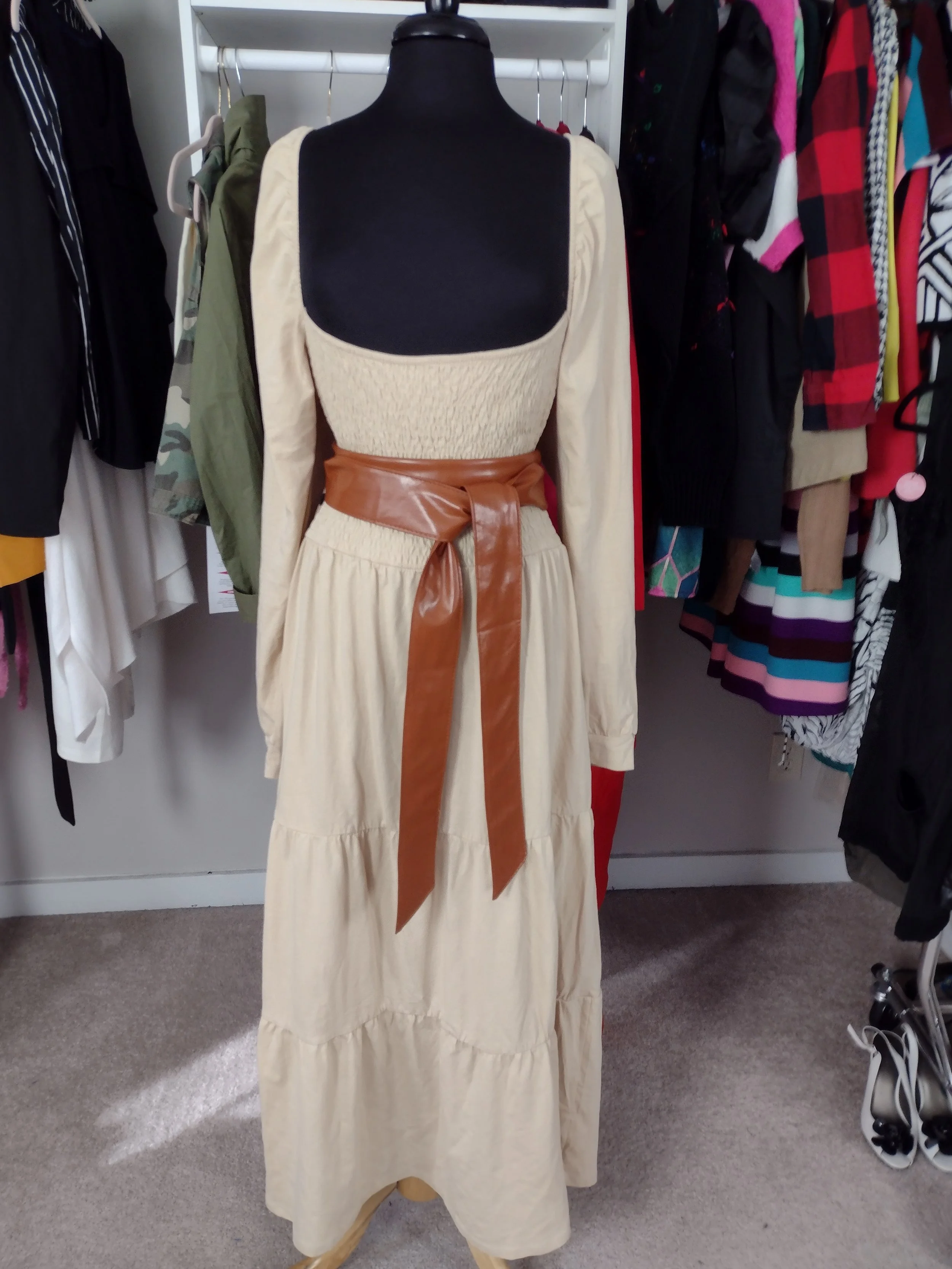 Topshop beige peasant dress Size 18/20
