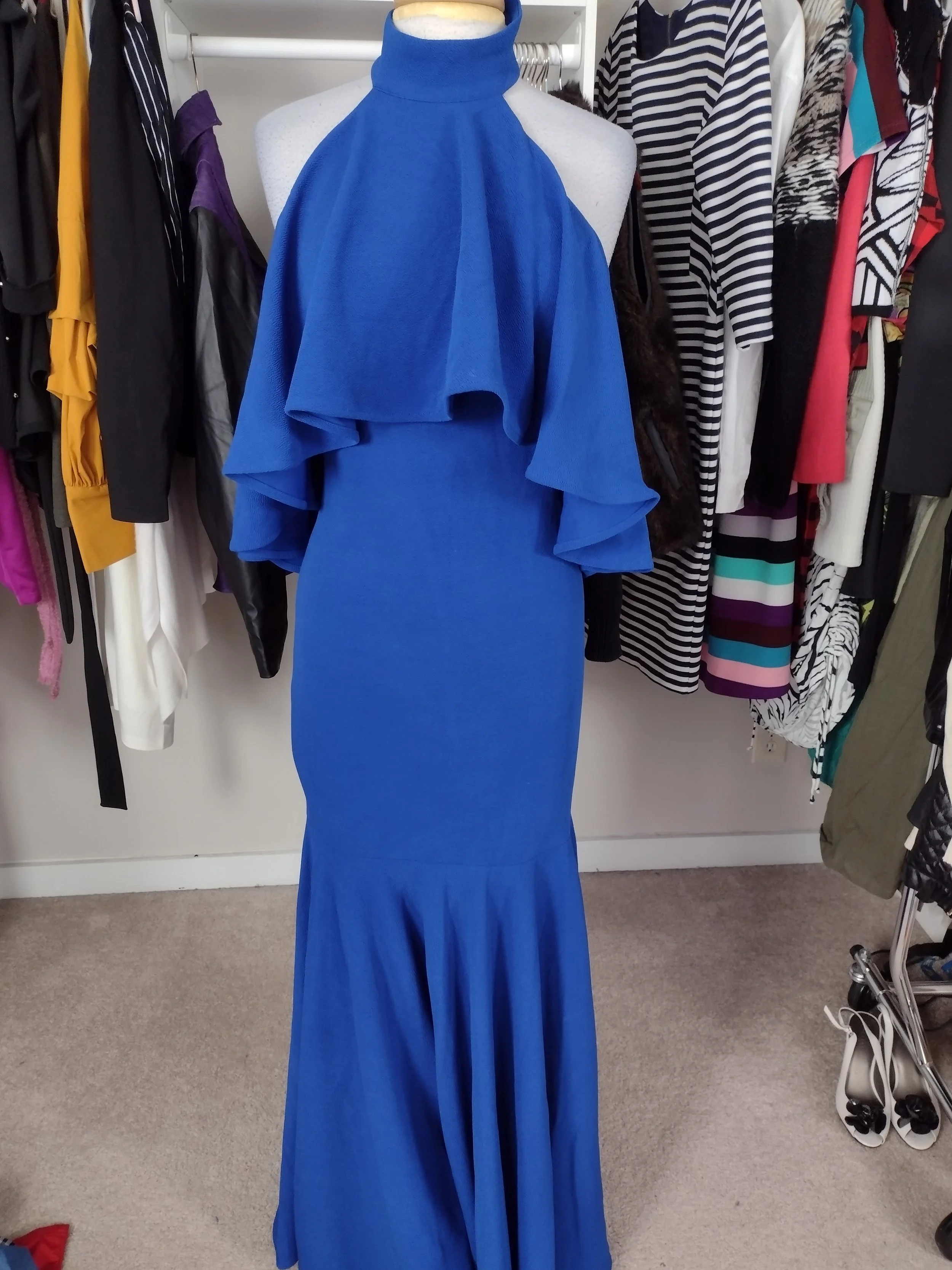 Royal Blue Halter Dress Size 8/10