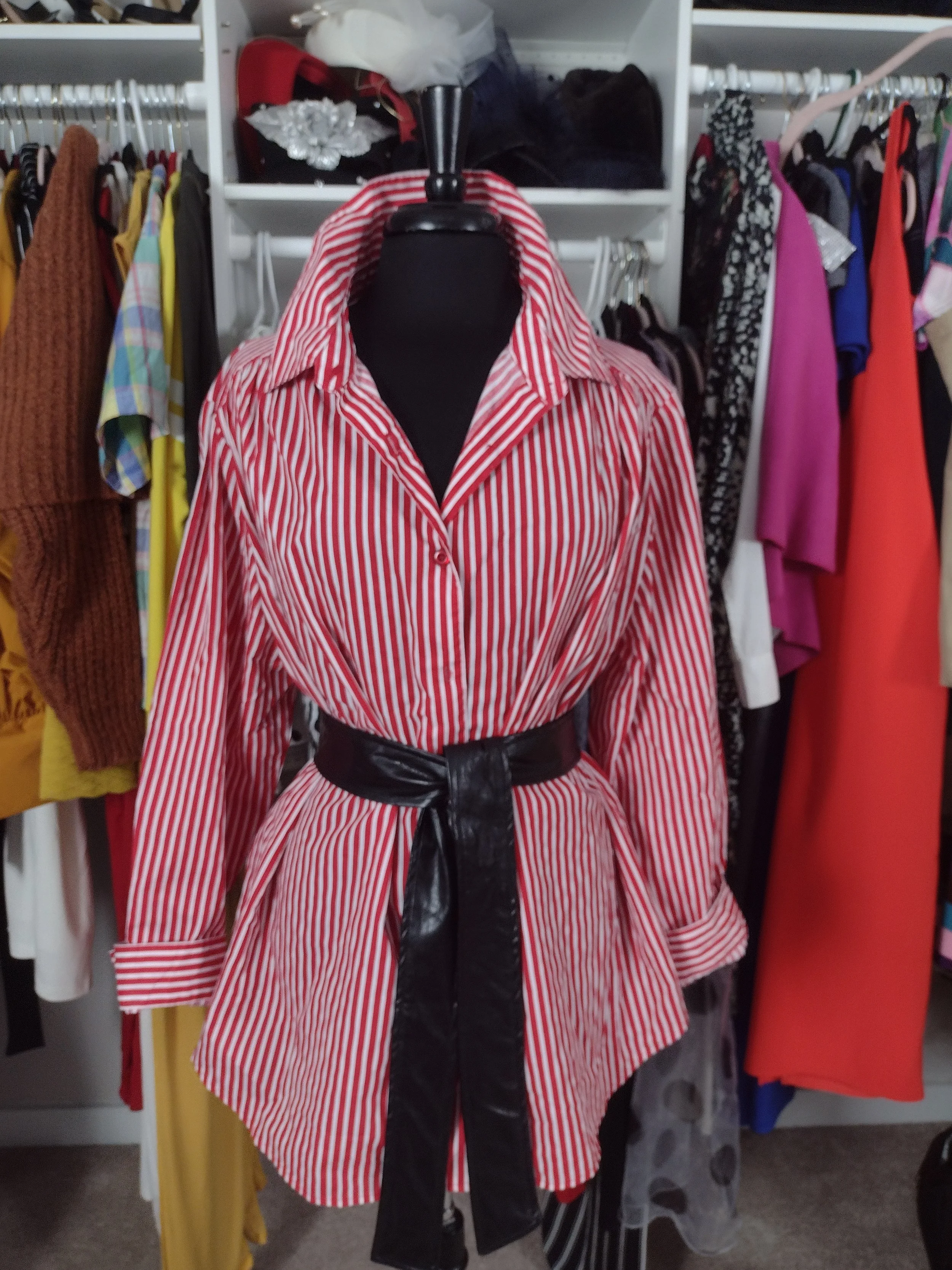 Red and white Stripe Button Down Size 1X