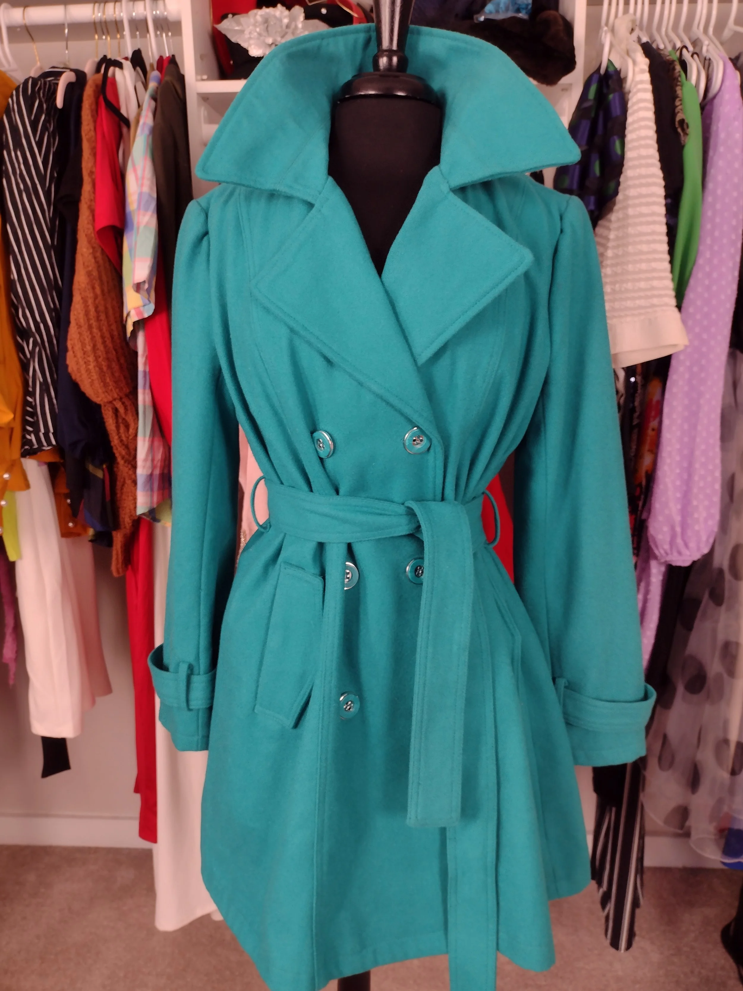 New York and Company Teal Coat Size Large