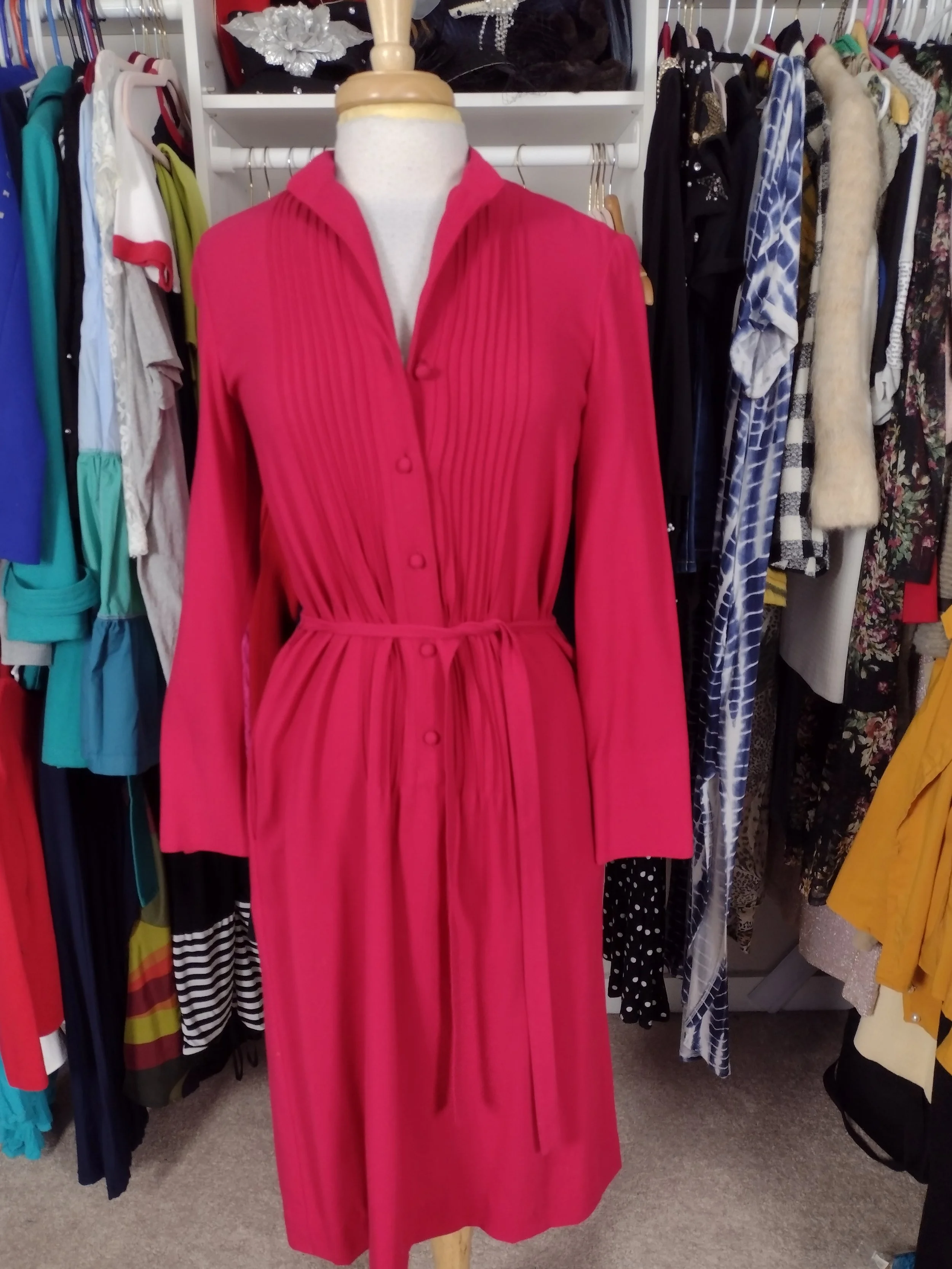 Red Vintage Pocket Dress with belt Size 6/8