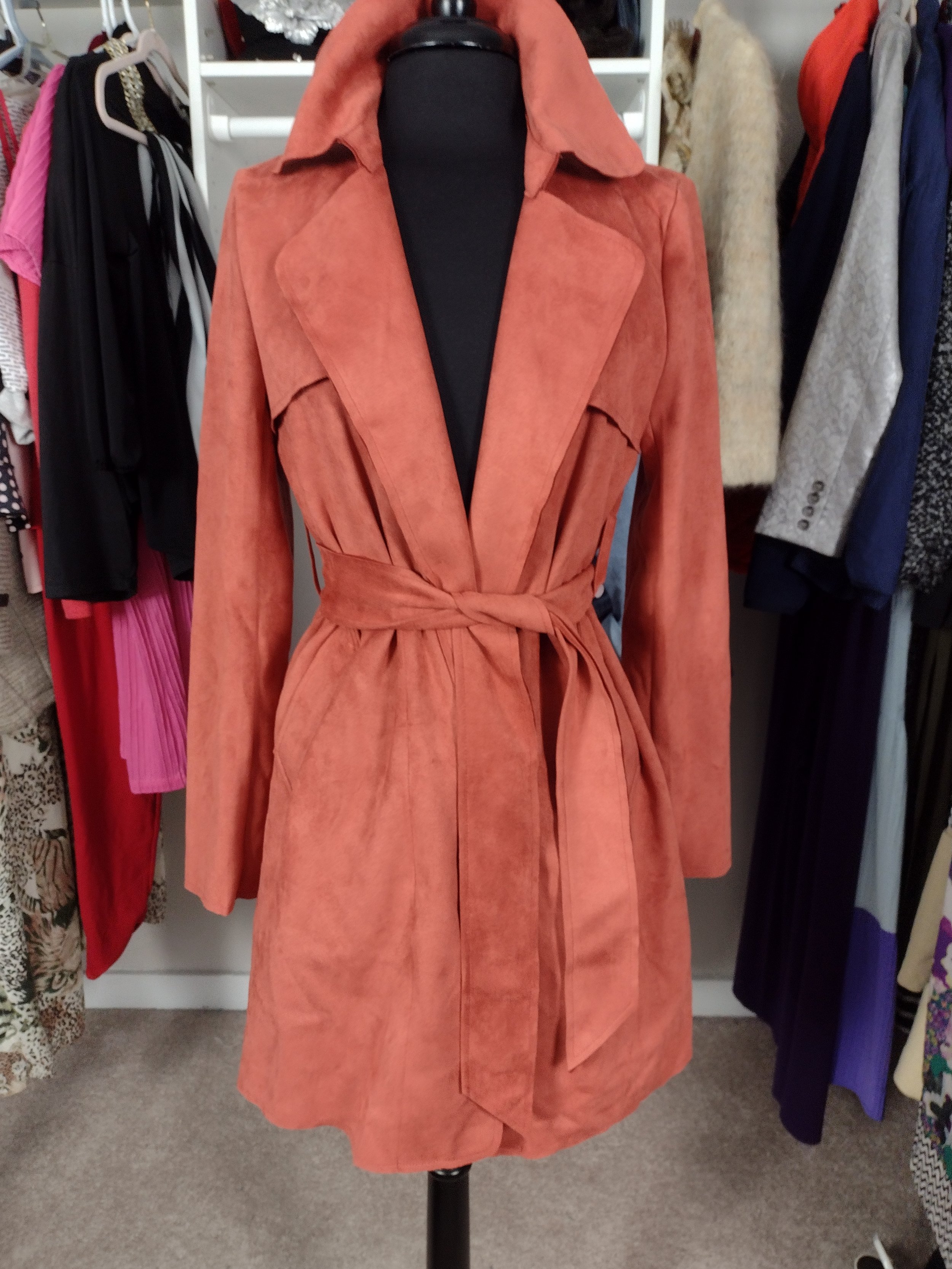 Solitare Orange Faux Suede Jacket Size M