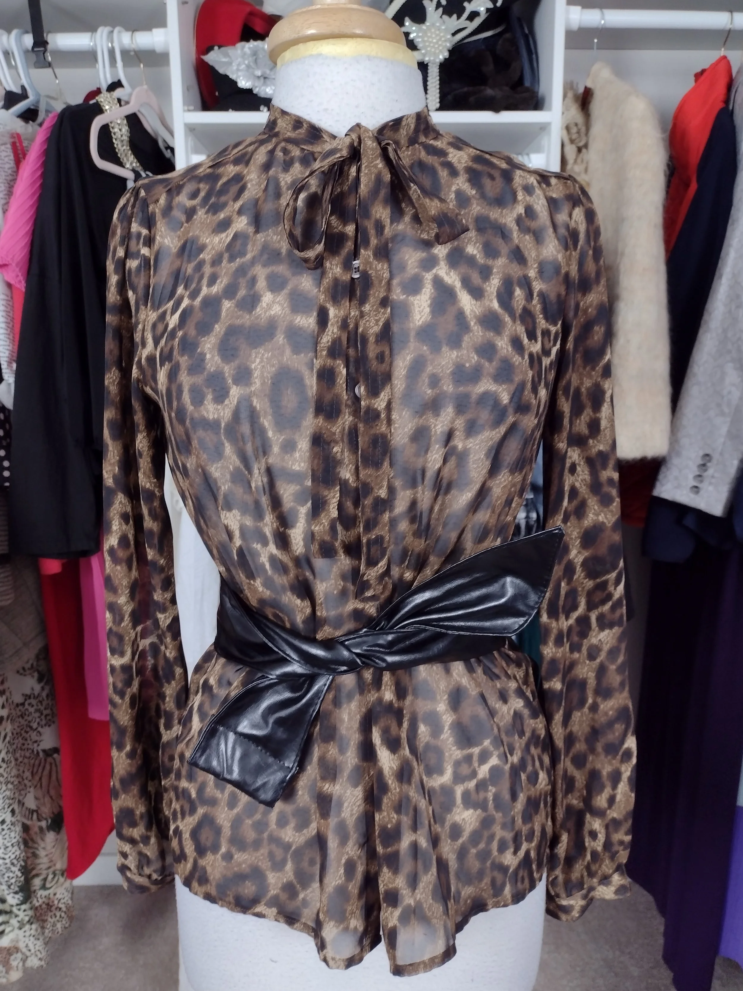Sheer Animal Print Top Size S/M