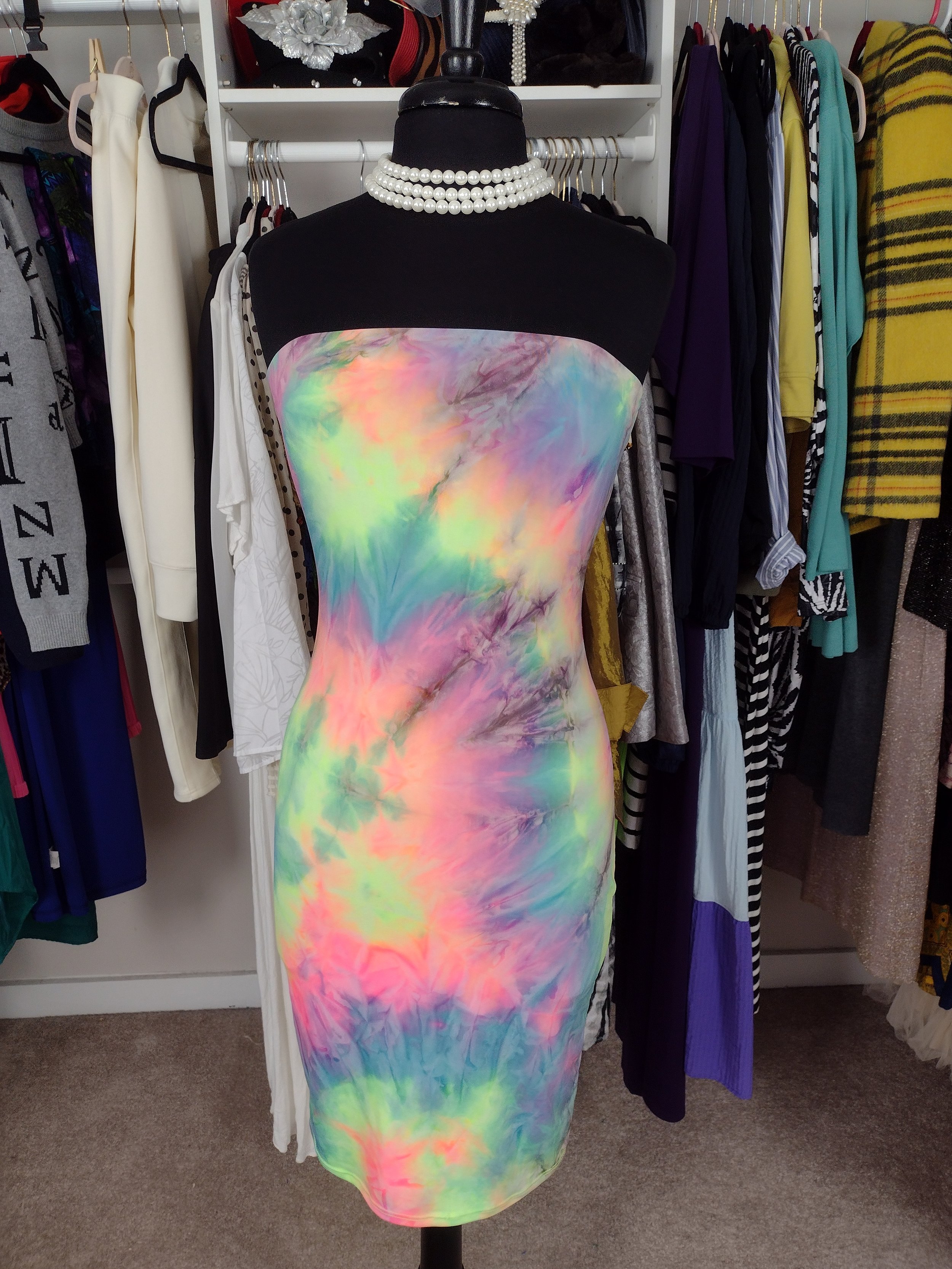 Tie Dye Strapless Dress Size M