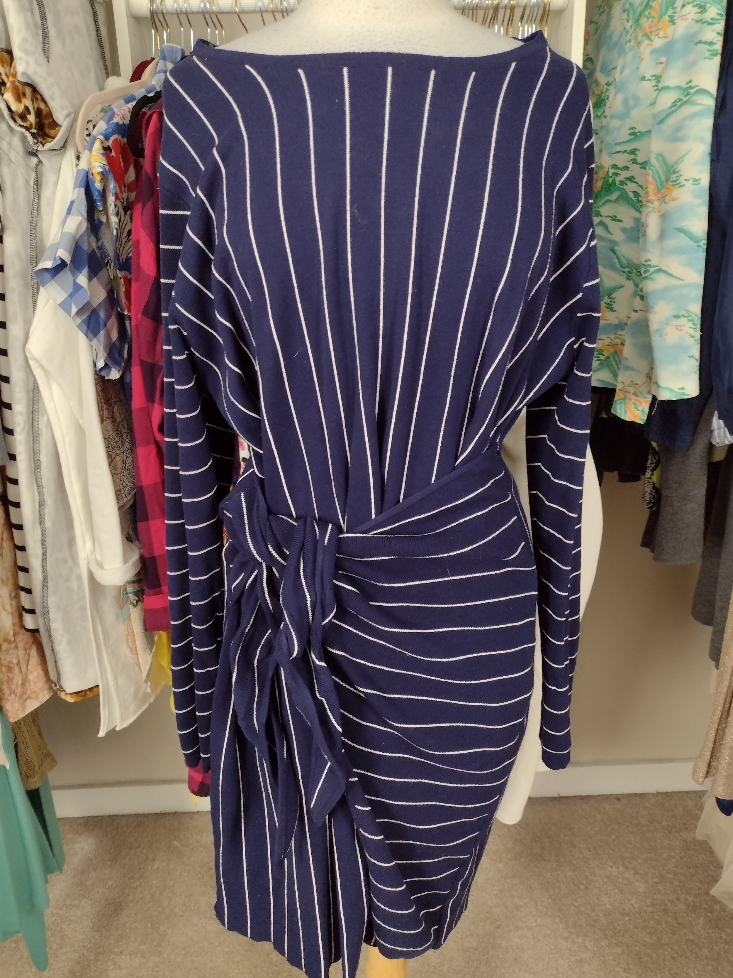 Navy Stripe White Dress Size XL up to  16
