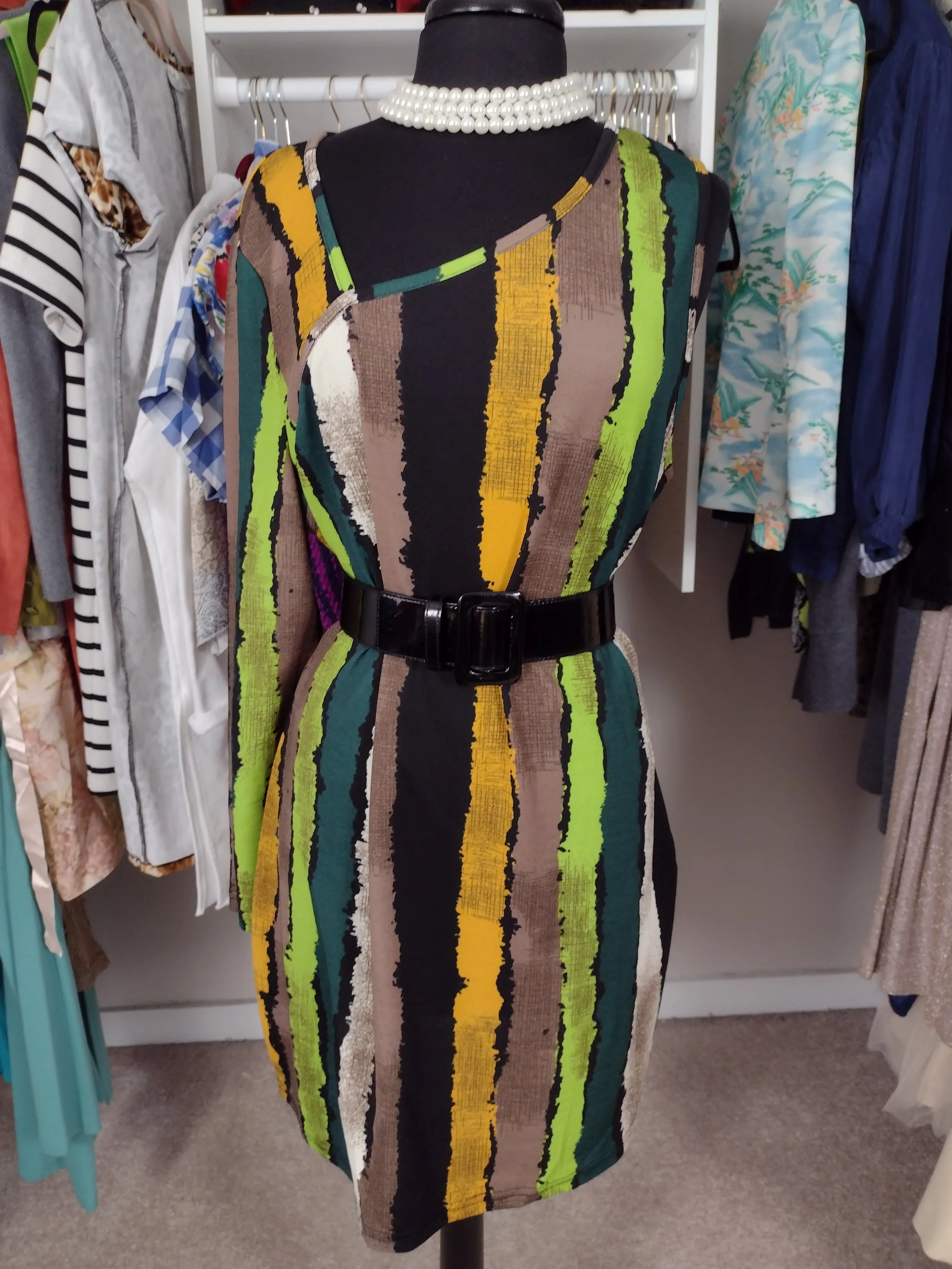 One Shoulder Multi Print Dress Size L/Xl