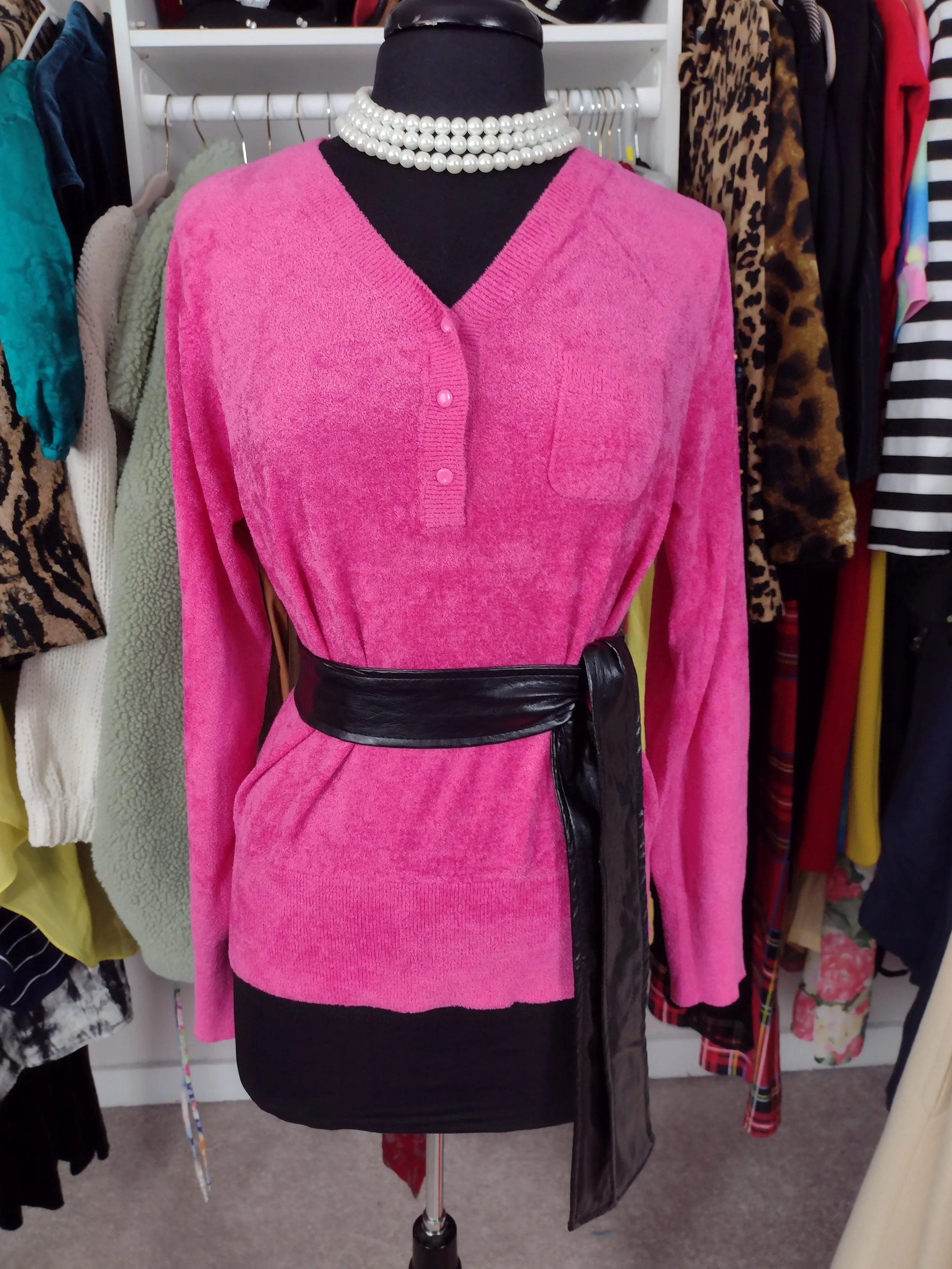 Pink Fleece Long Sleeve Shirt Size L