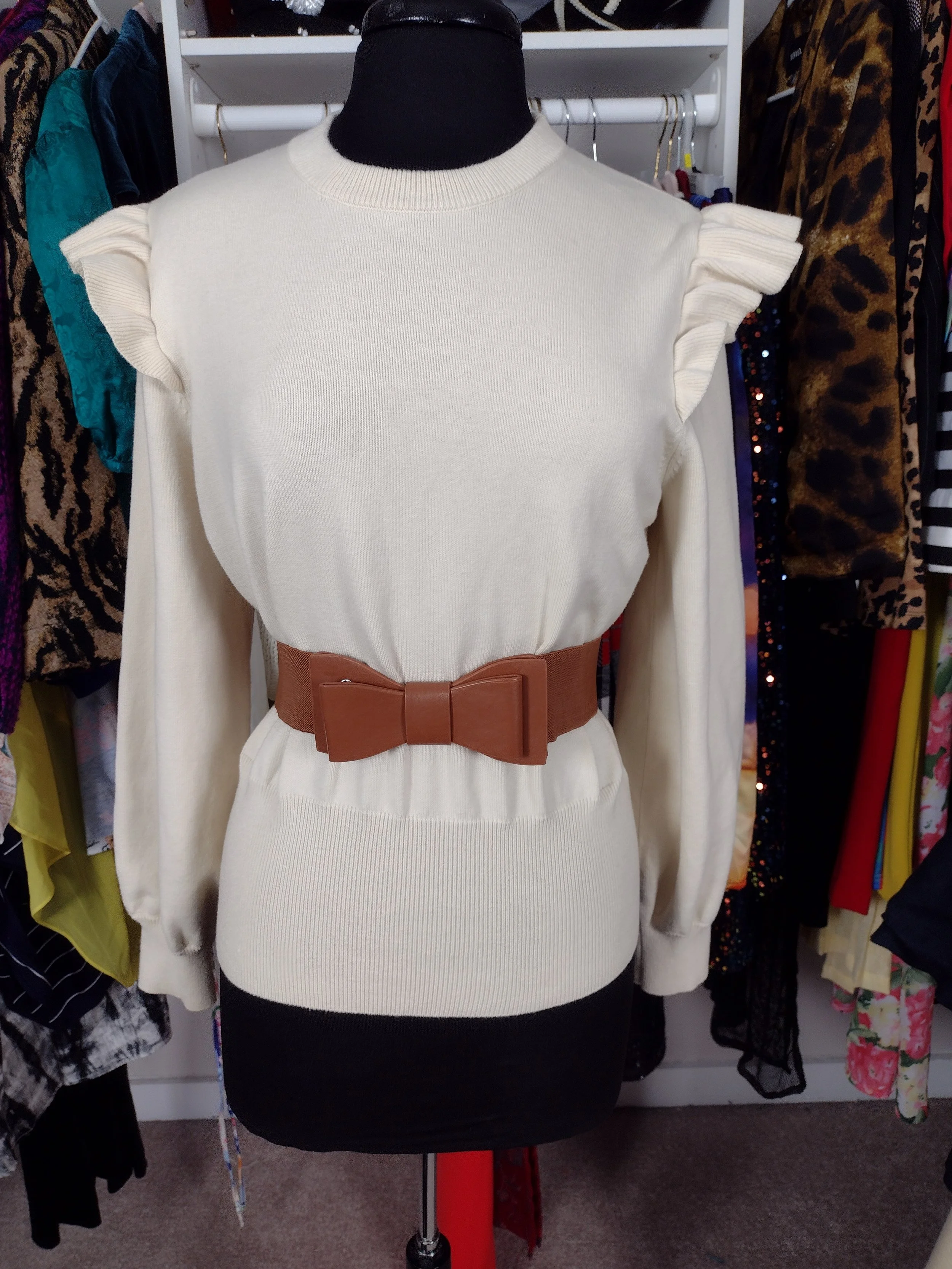 Who What Wear Cream Embellished Sweater Size L