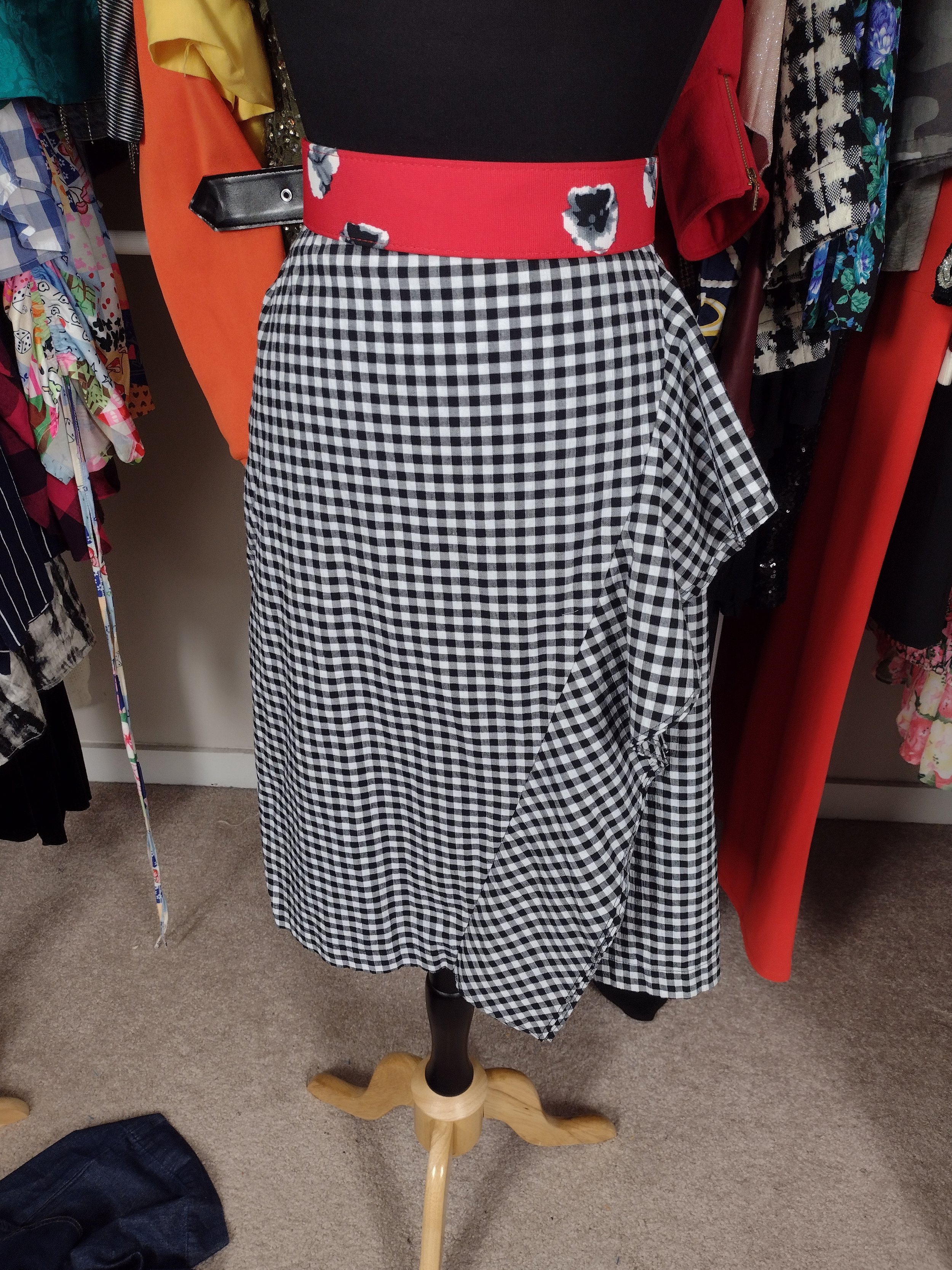 Who What Wear Black and White Gingham Print Skirt Size 20W