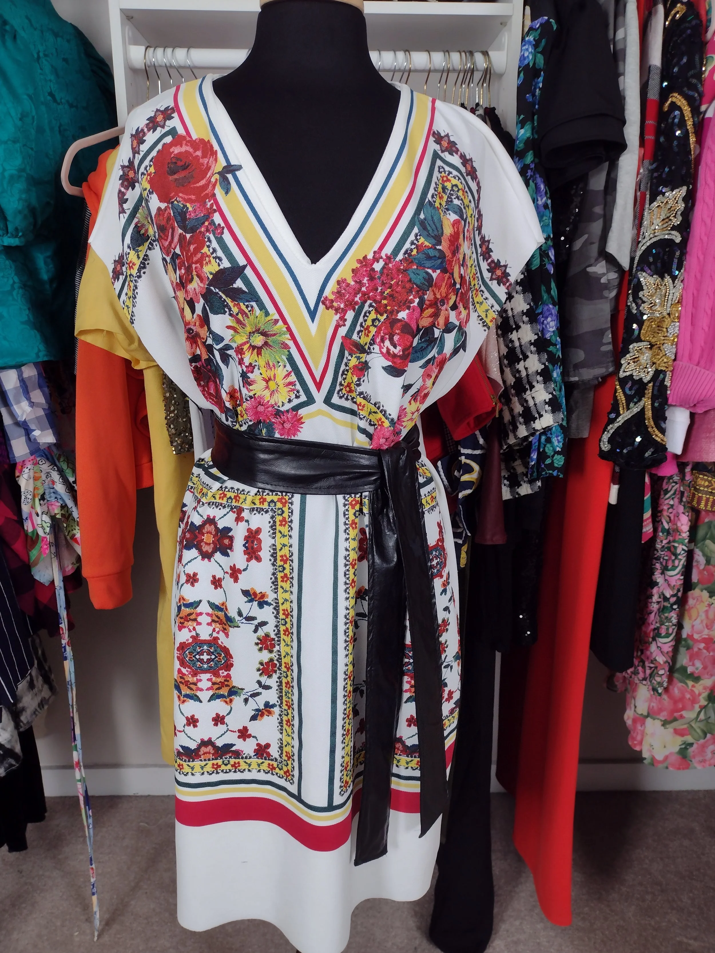Zara White Print Dress Size L/XL