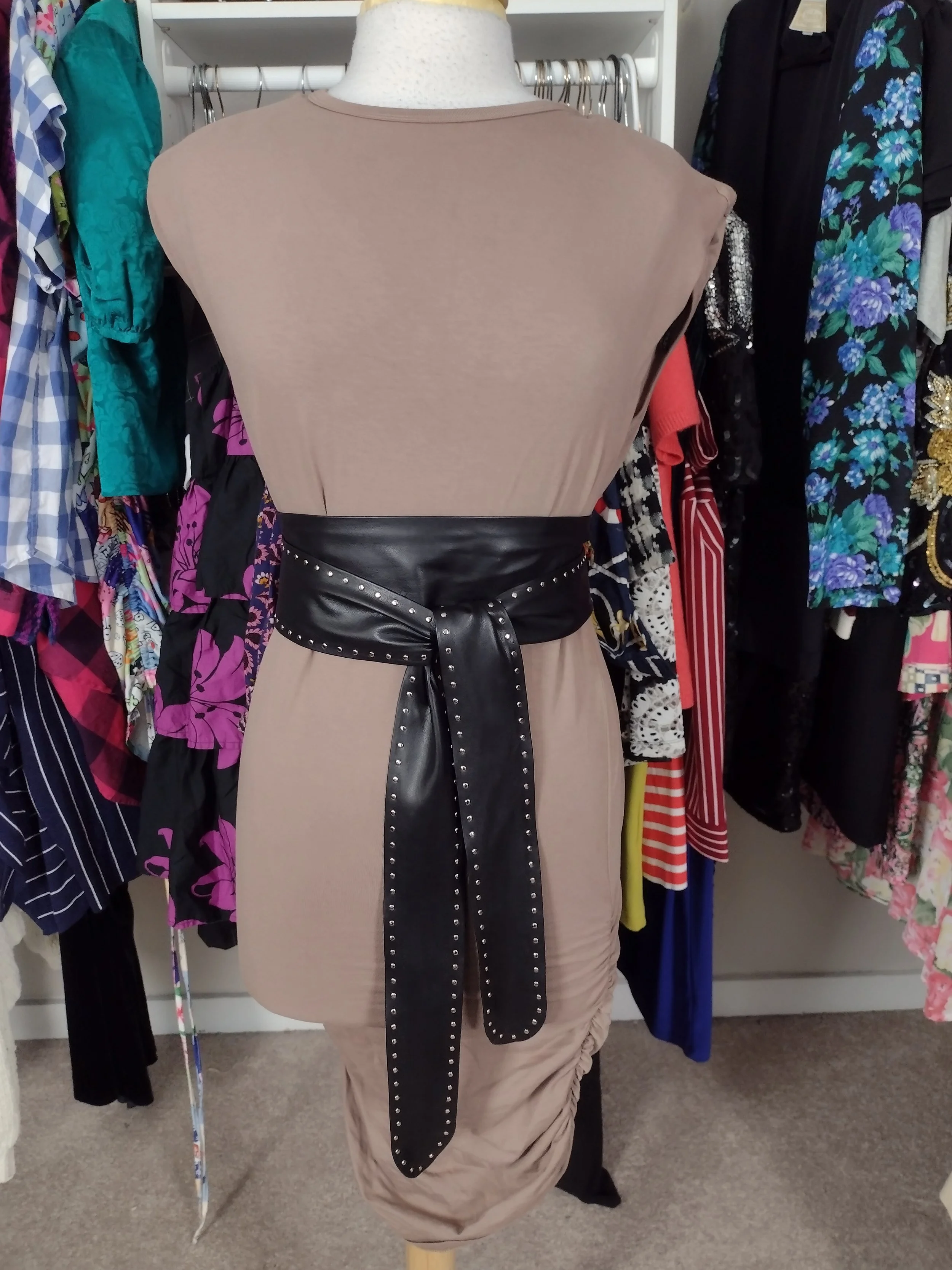 Shein Shoulder Pad Beige Dress Size S/M