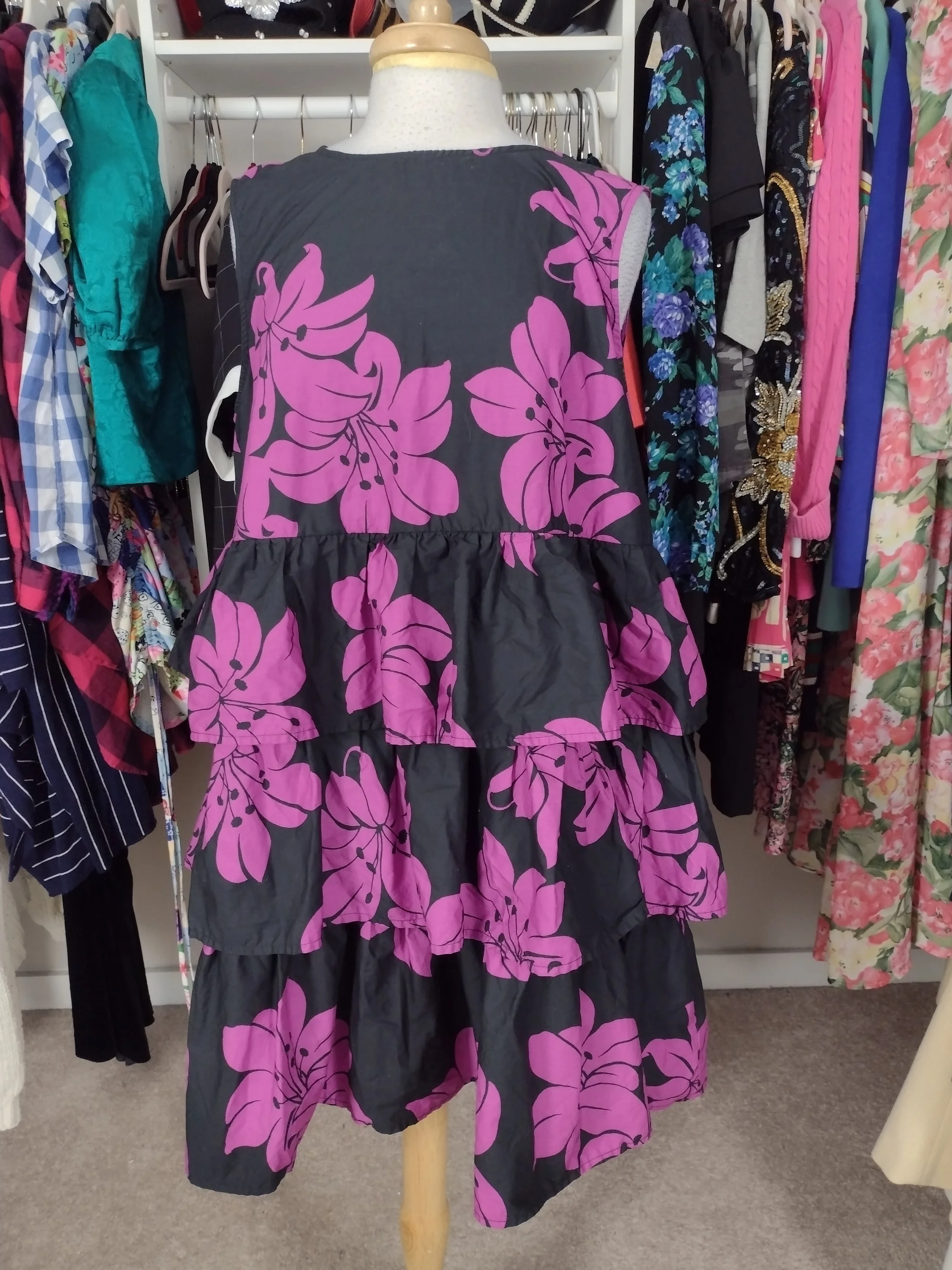 Who What Wear Black and Purple Floral Dress Size XL