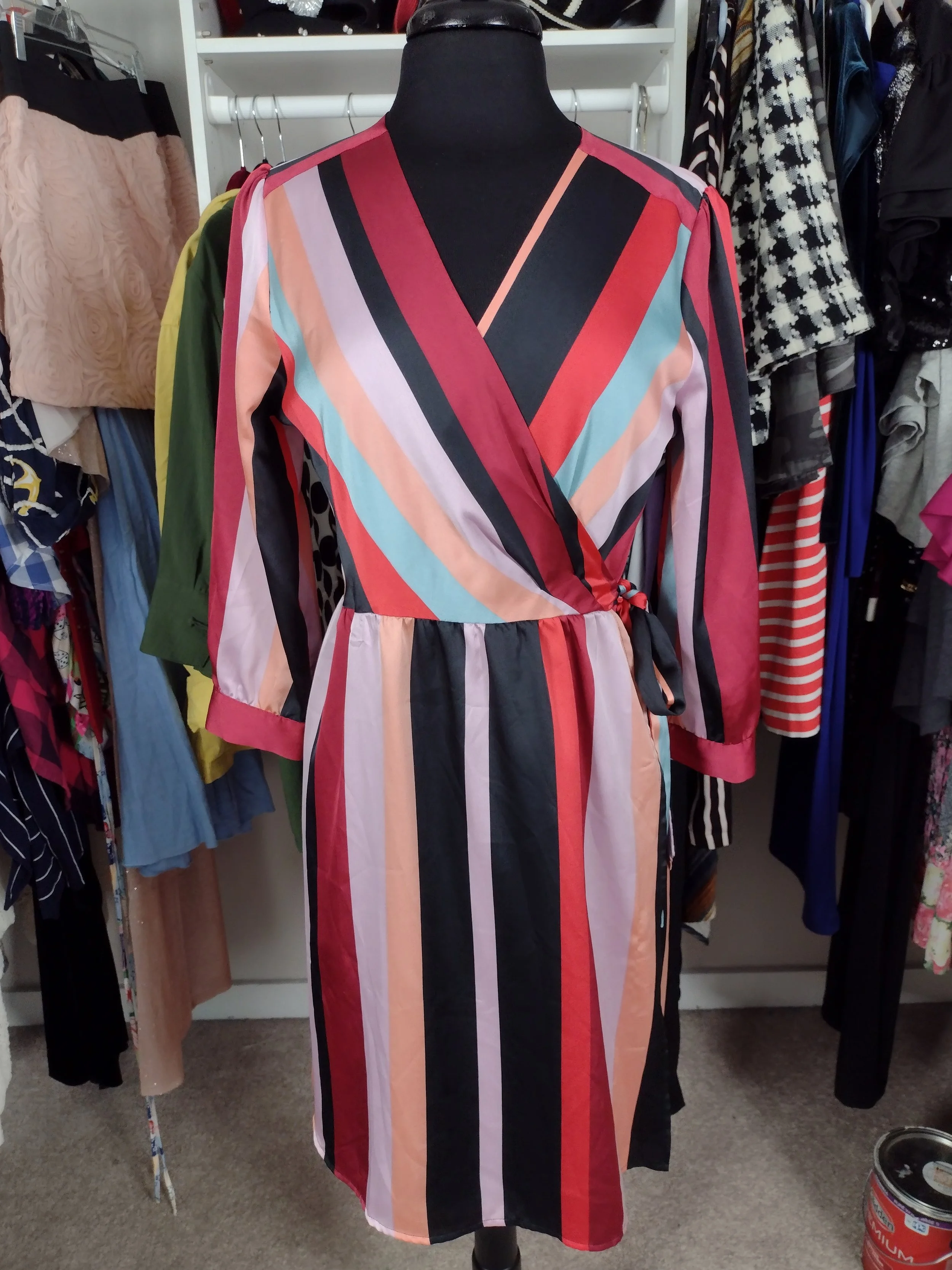 BAR III Multi Color Stripe Wrap Dress Fit up to size 8/10