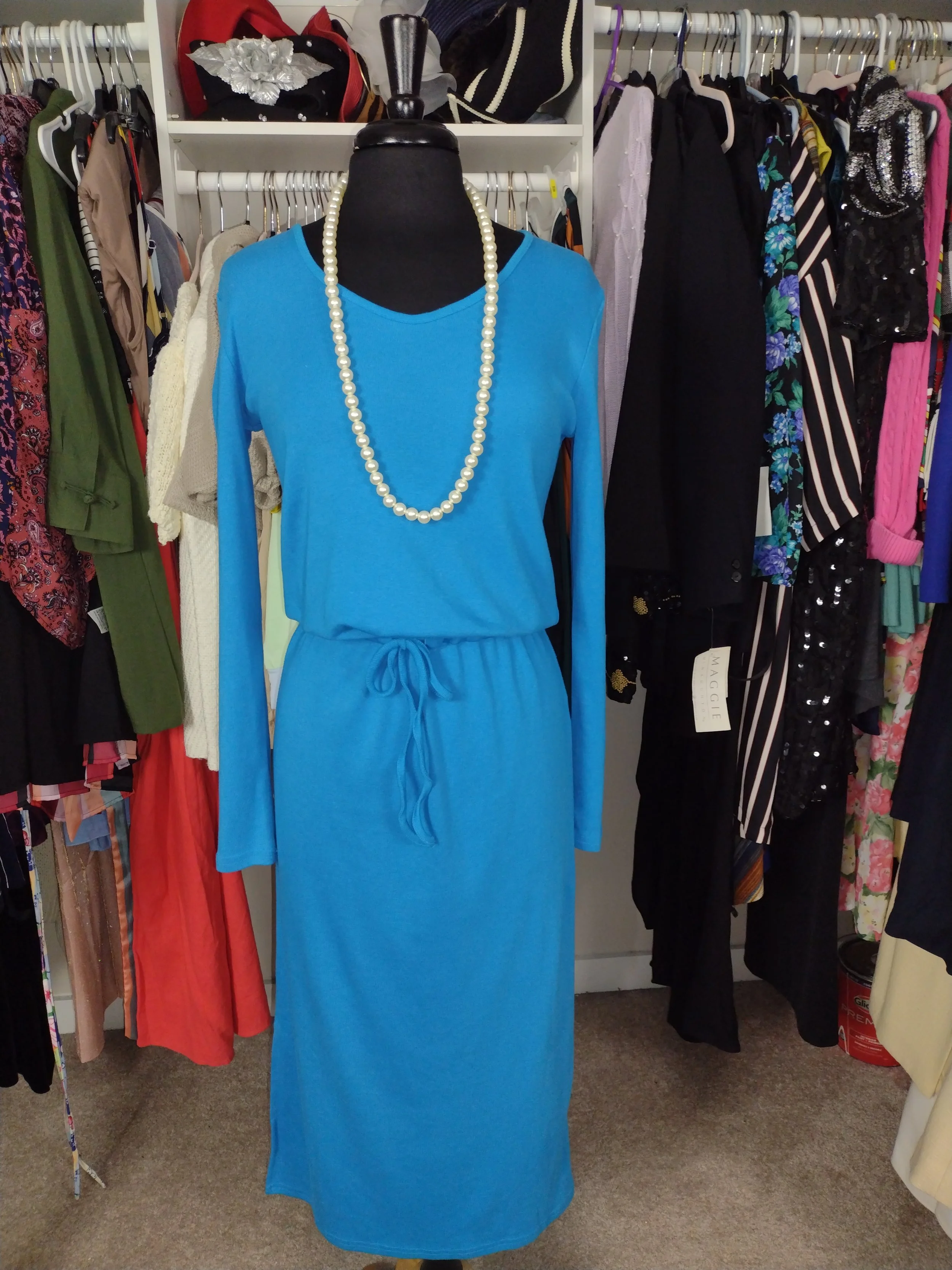 Turqoise Long Sleeve Drawstring Dress Size 8/10