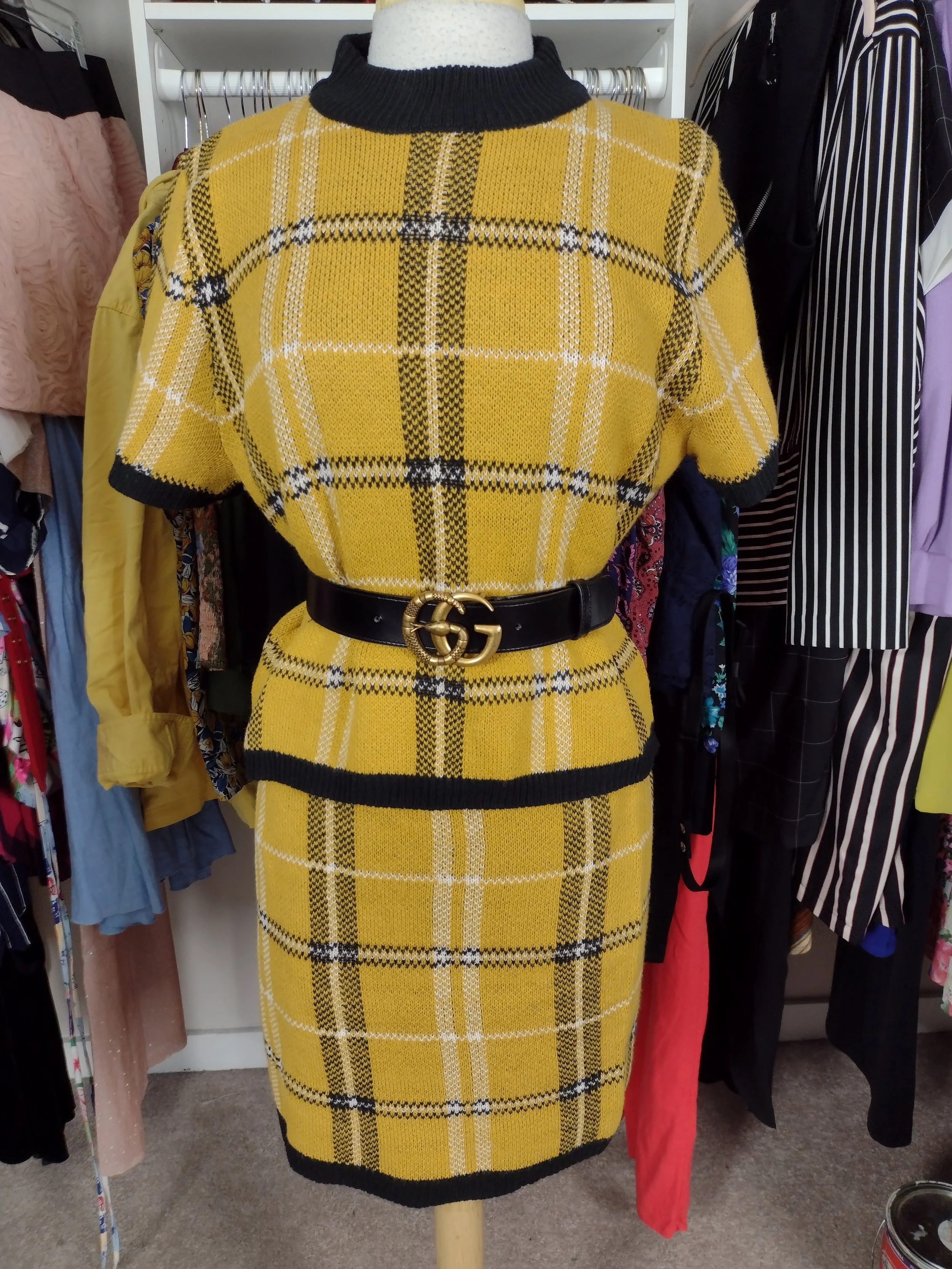 2 piece Mustard Plaid Skirt Set Size 12