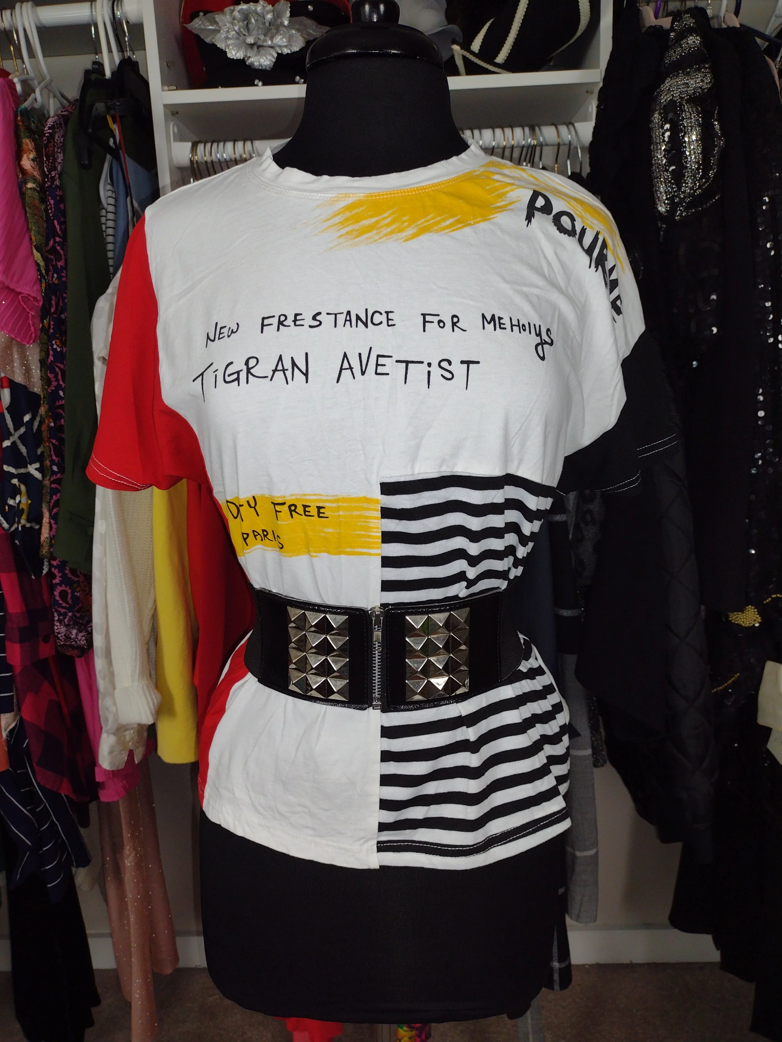 Shein White and Black Print Tshirt Size S/M