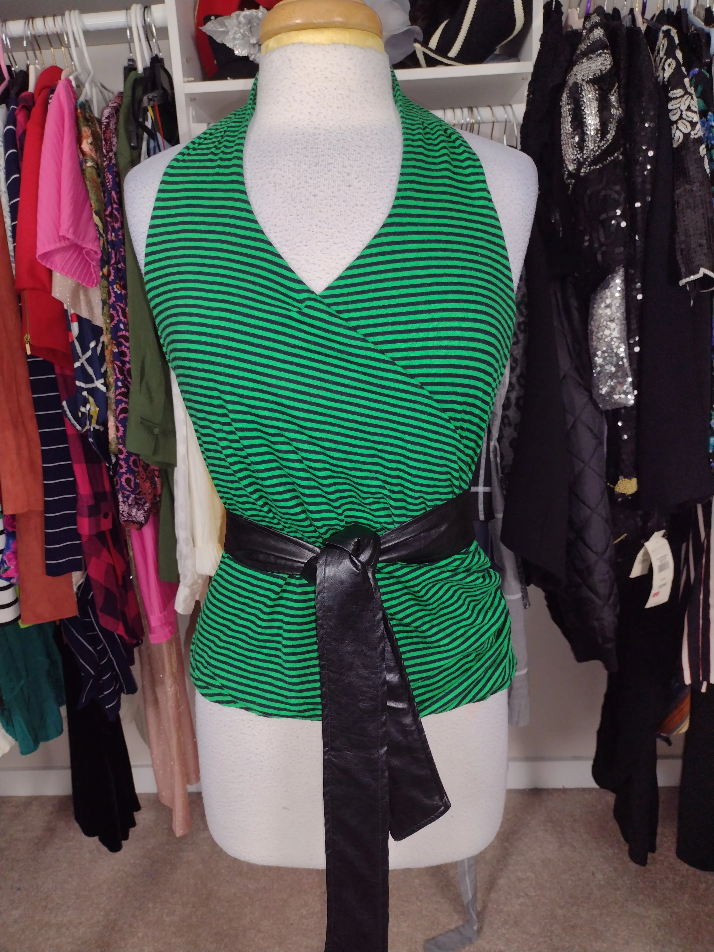 Kenneth Cole Green and Black Halter Size L