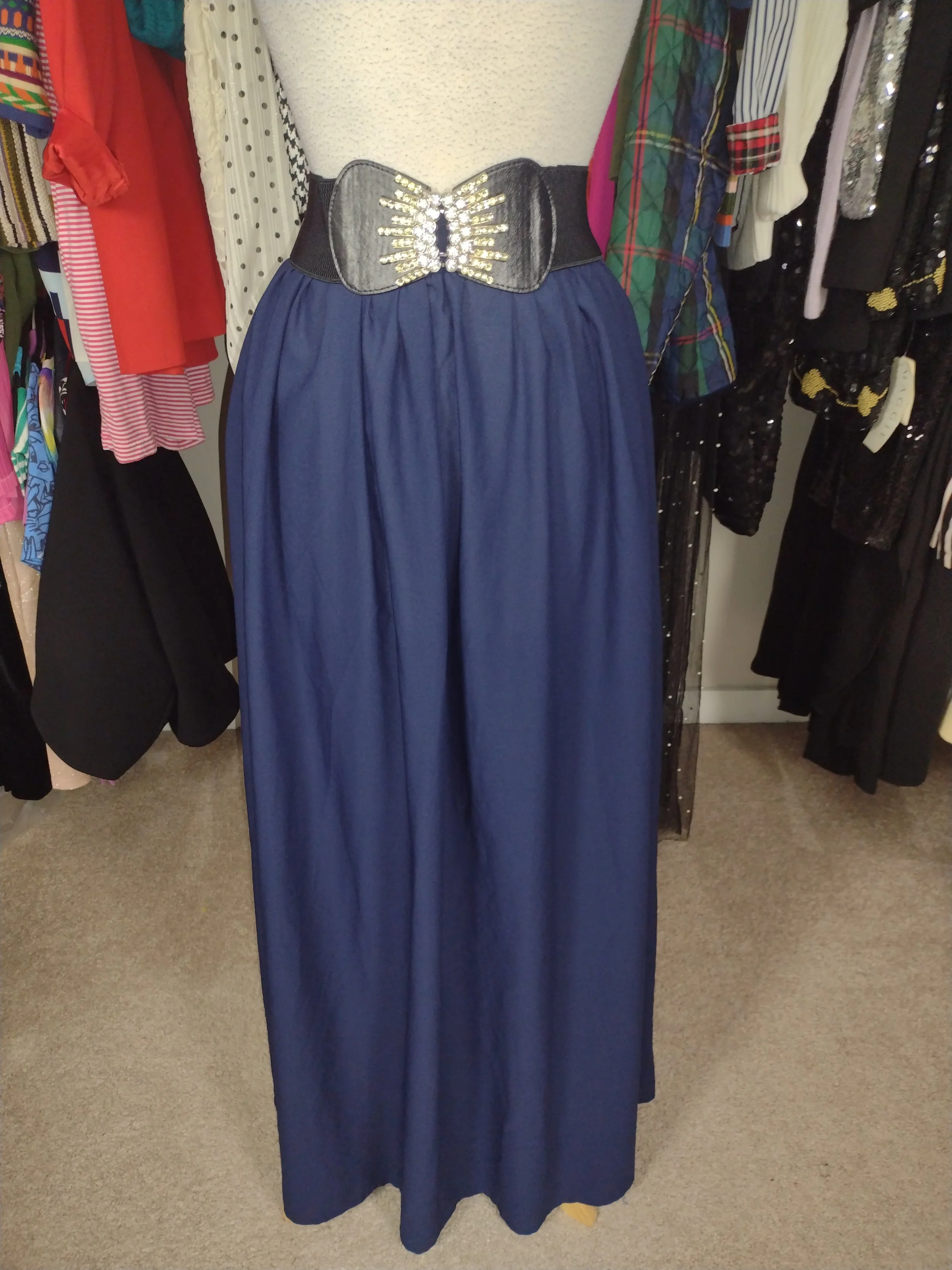 Navy Blue Skirt with white buttons and pockets size 10/12