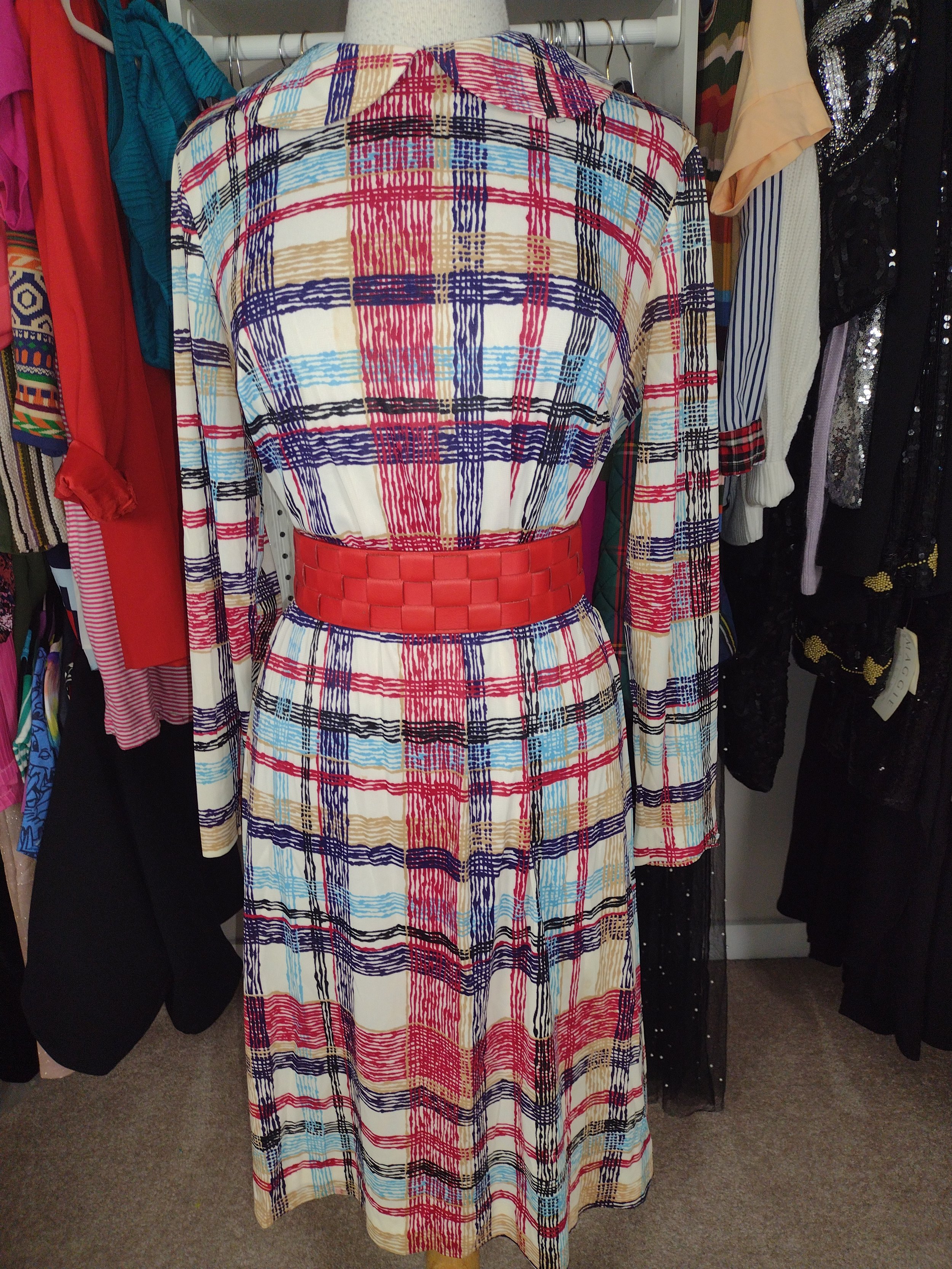 Red white and blue vintage dress size L
