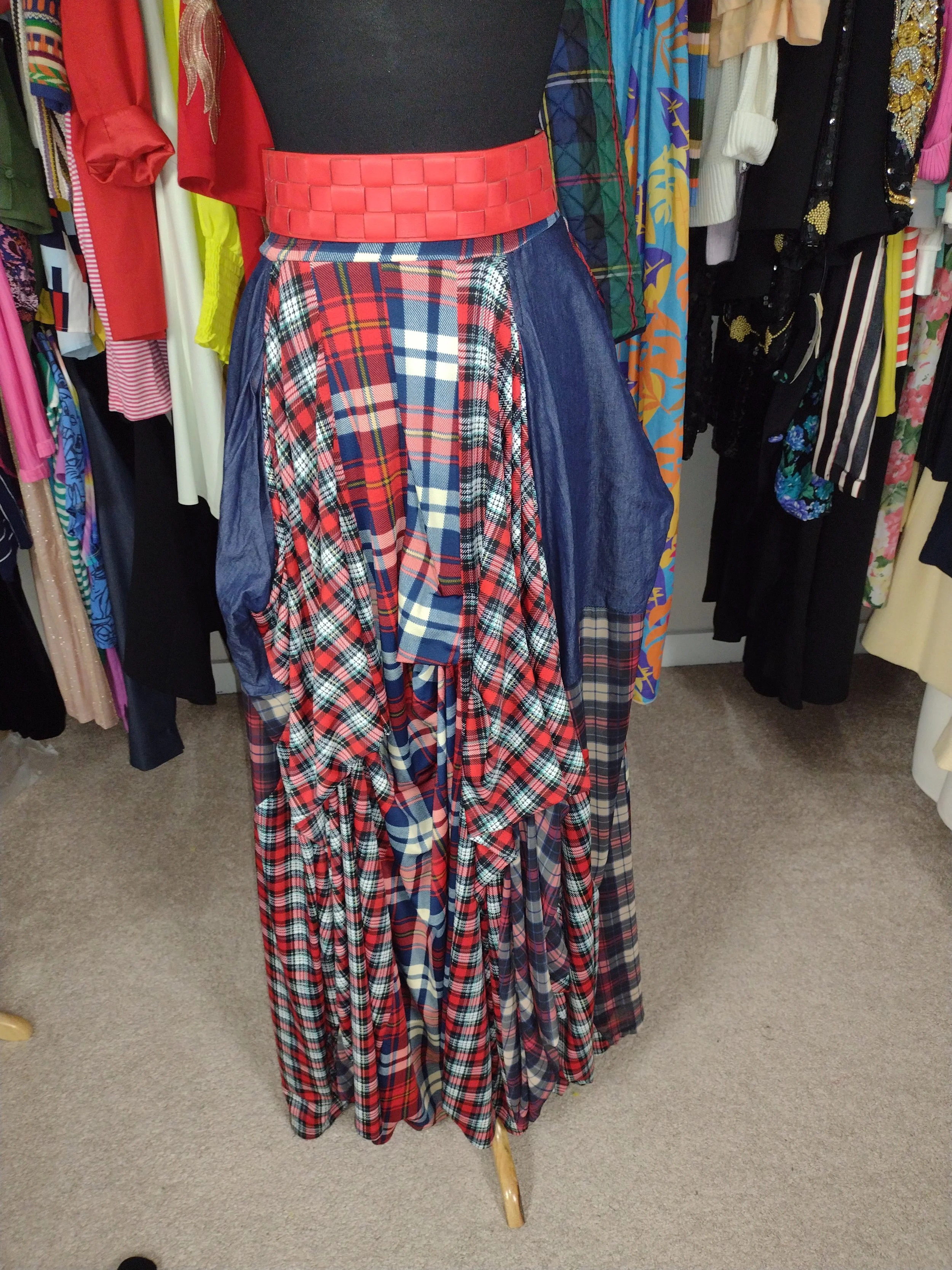 Mixed Plaid Print Skirt Size 2X