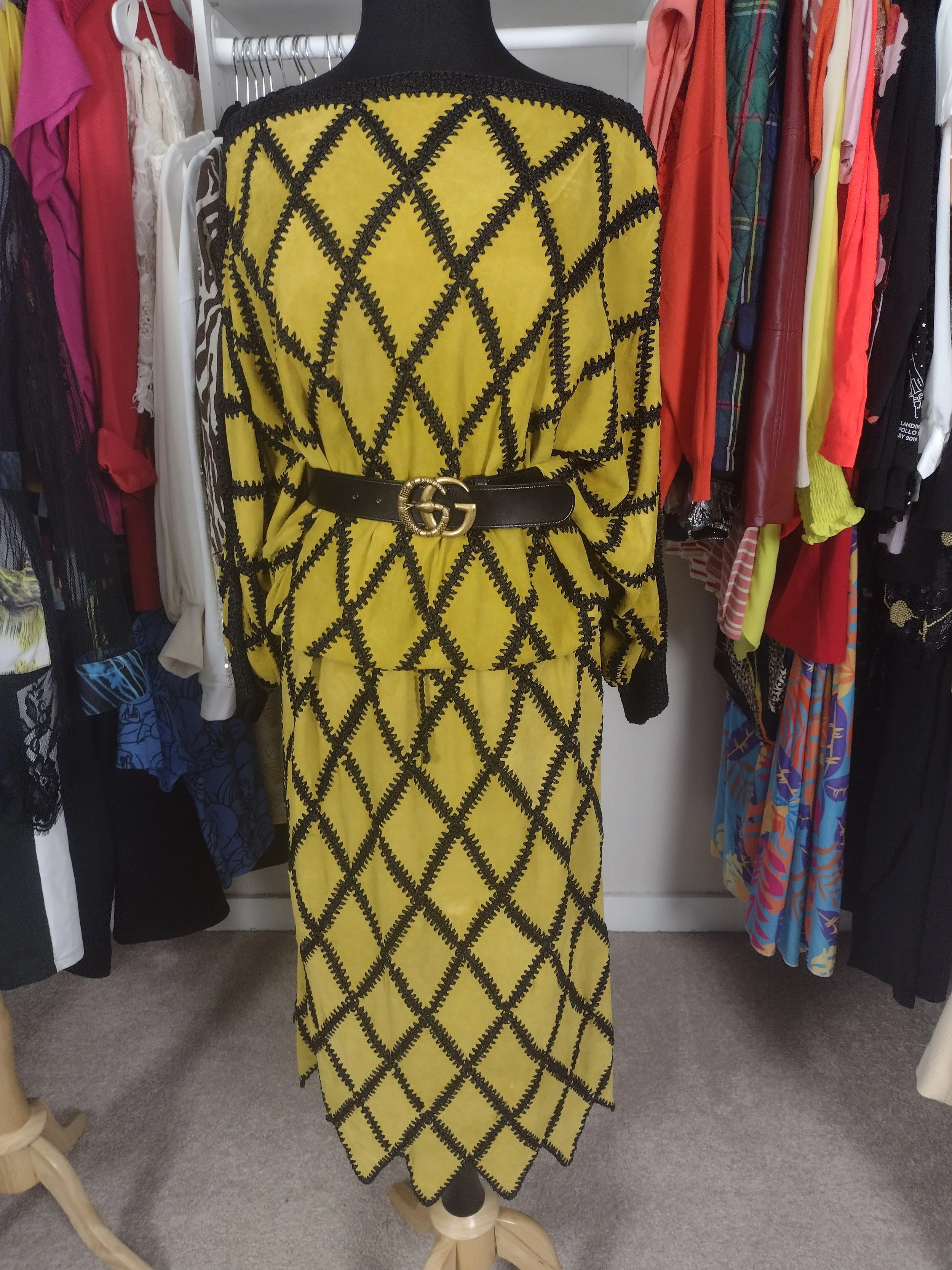 Mustard and Black 2 piece Skirt Set Size L