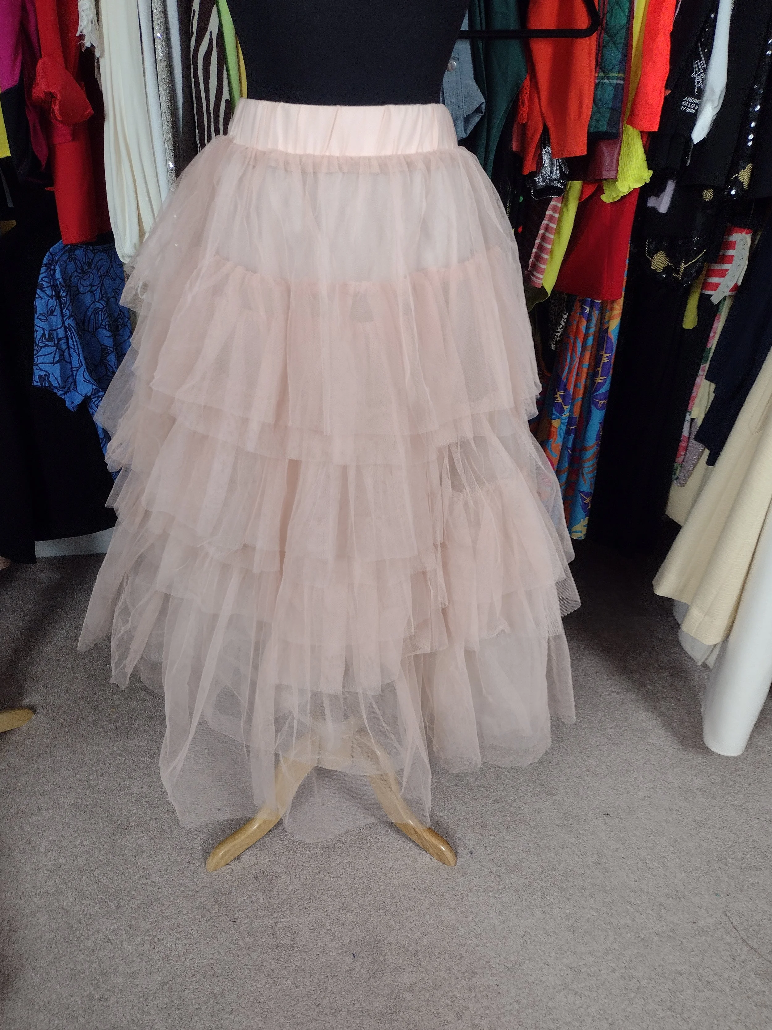 Pink Tiered Tulle Skirt size L/XL