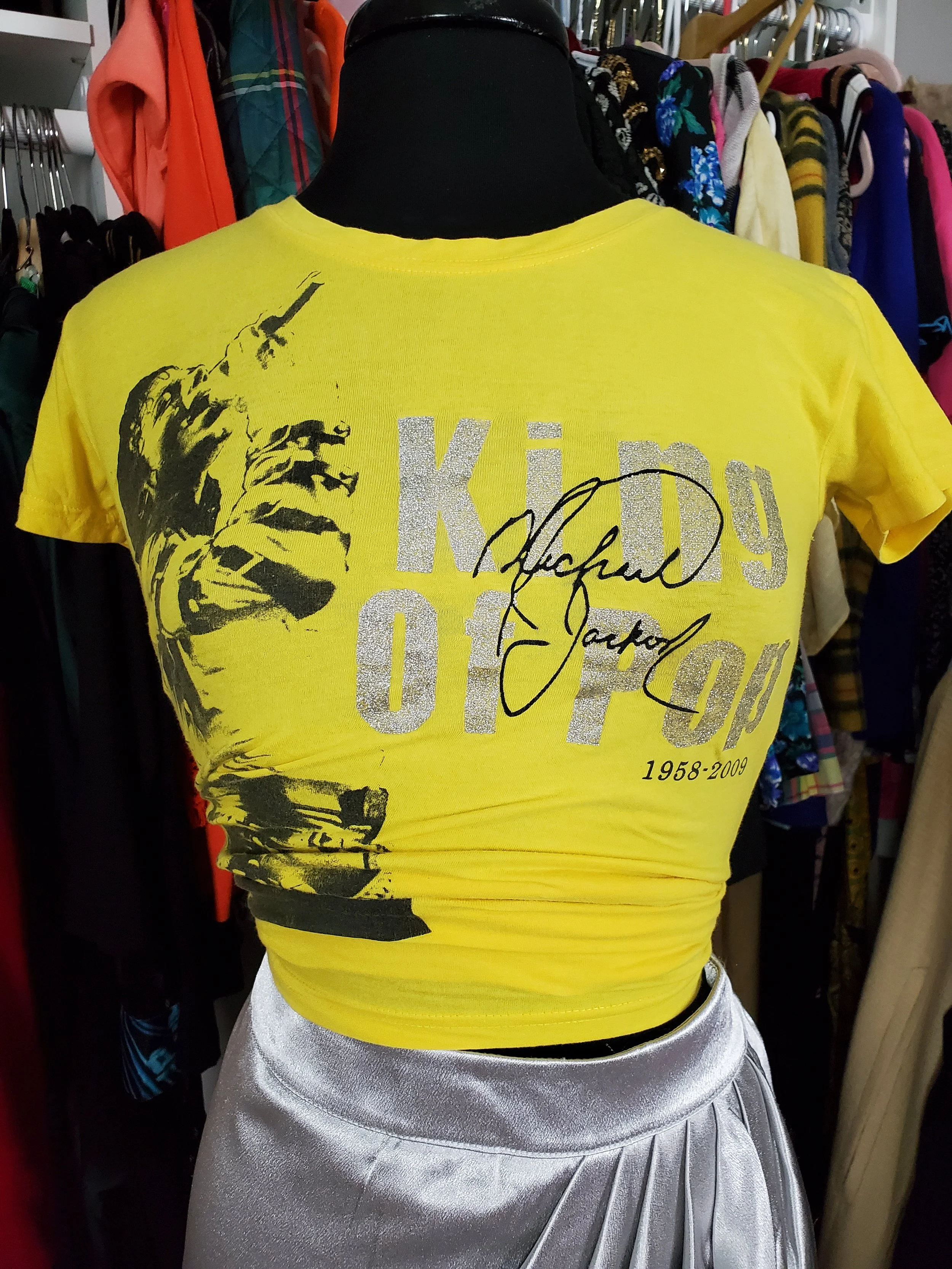 Michael Jackson Yellow and Silver T-shirt Size L (Fitted)