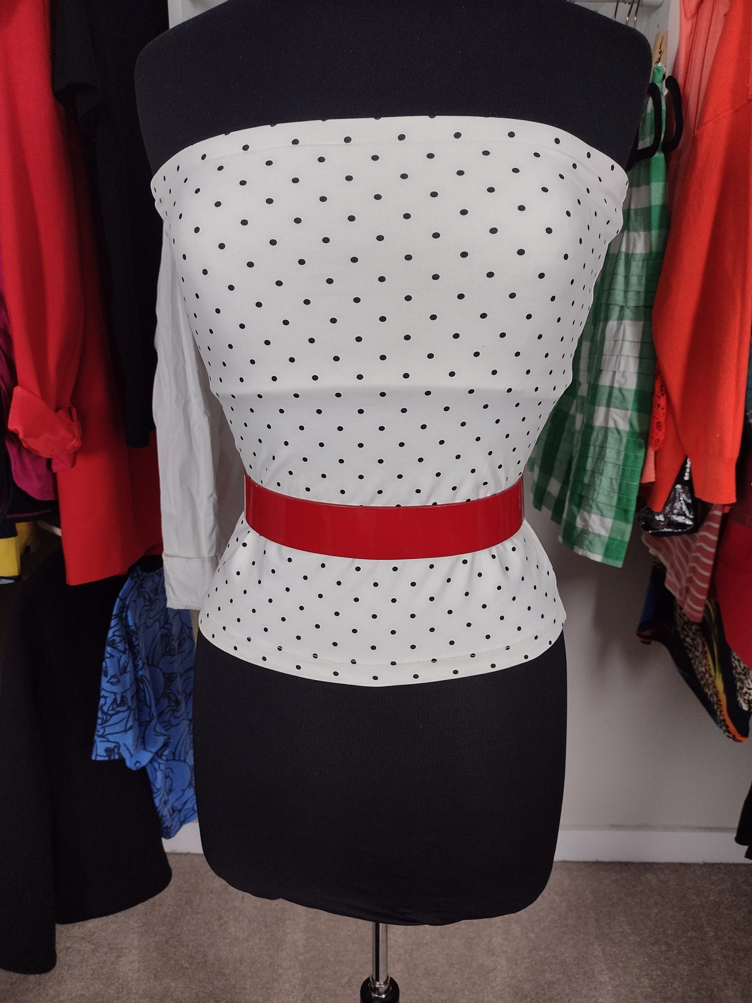 The Limted Cream and Black polka Dot tube top size M