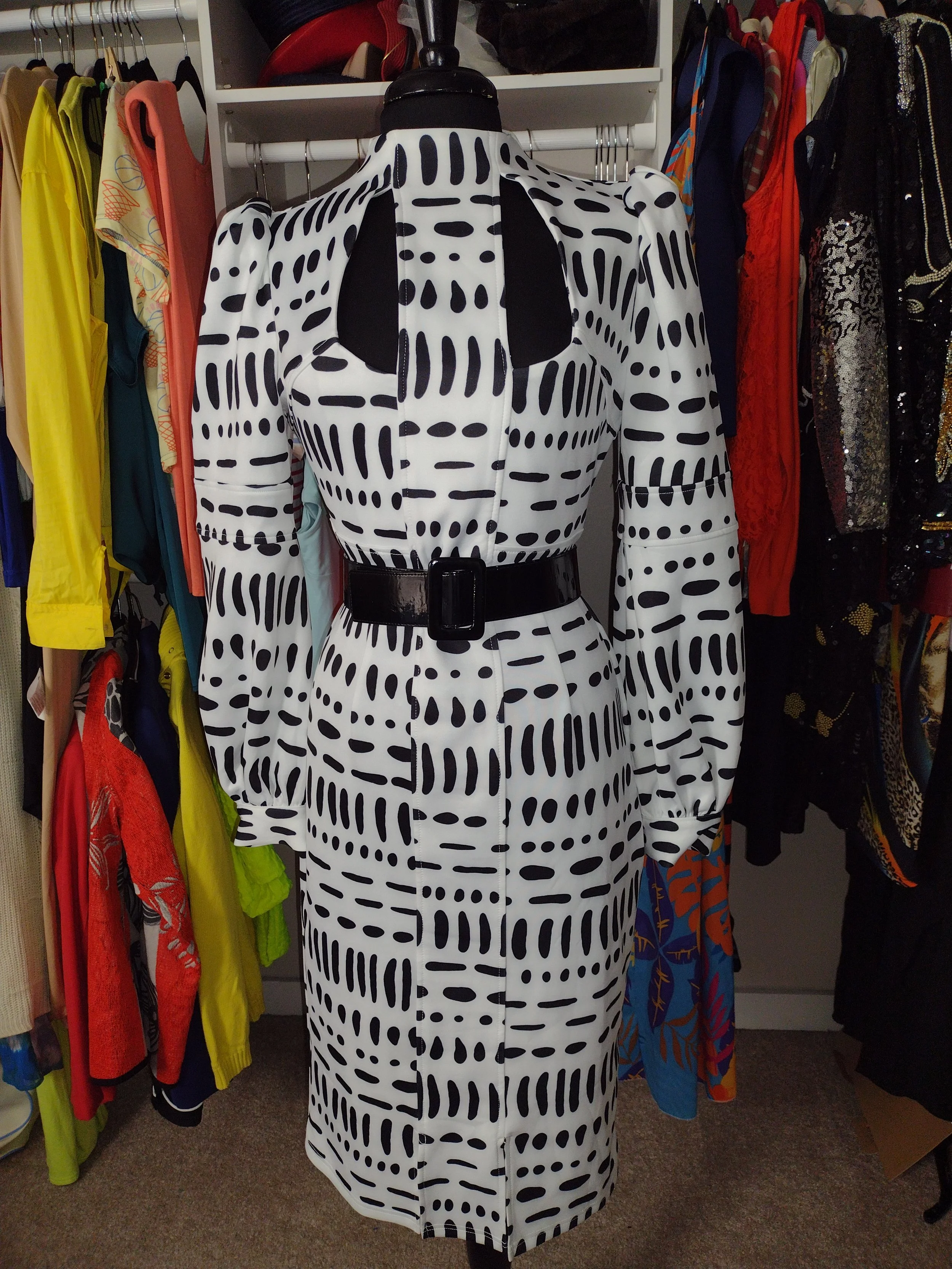 Shein White and Black Print Dress Size XL