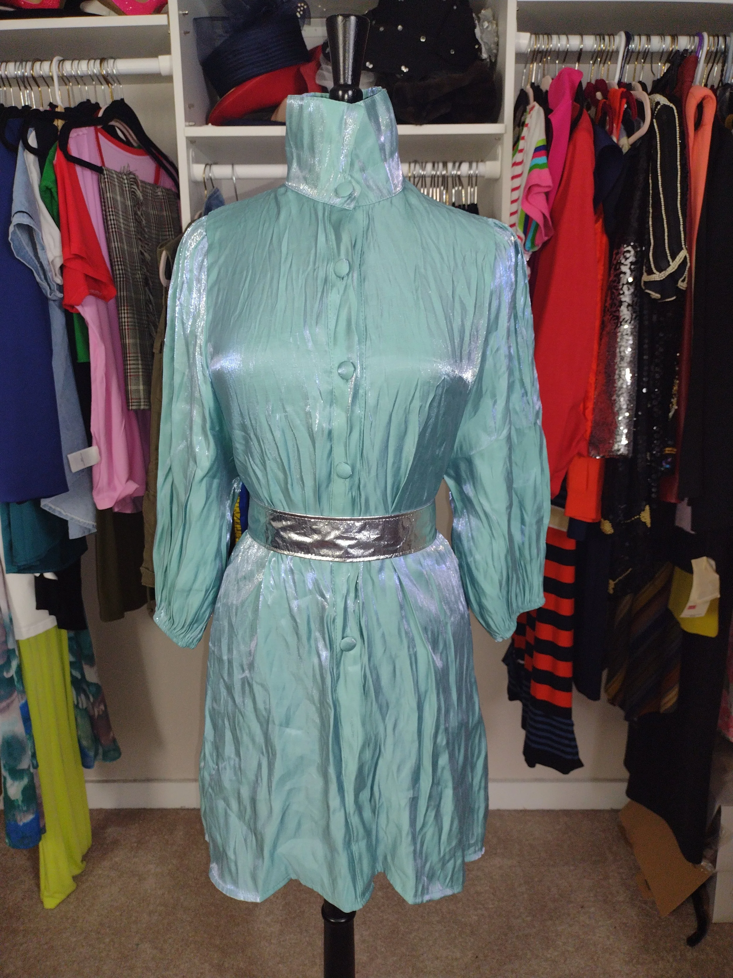 New Boohoo Mint Sheen Button Down Size L/XL
