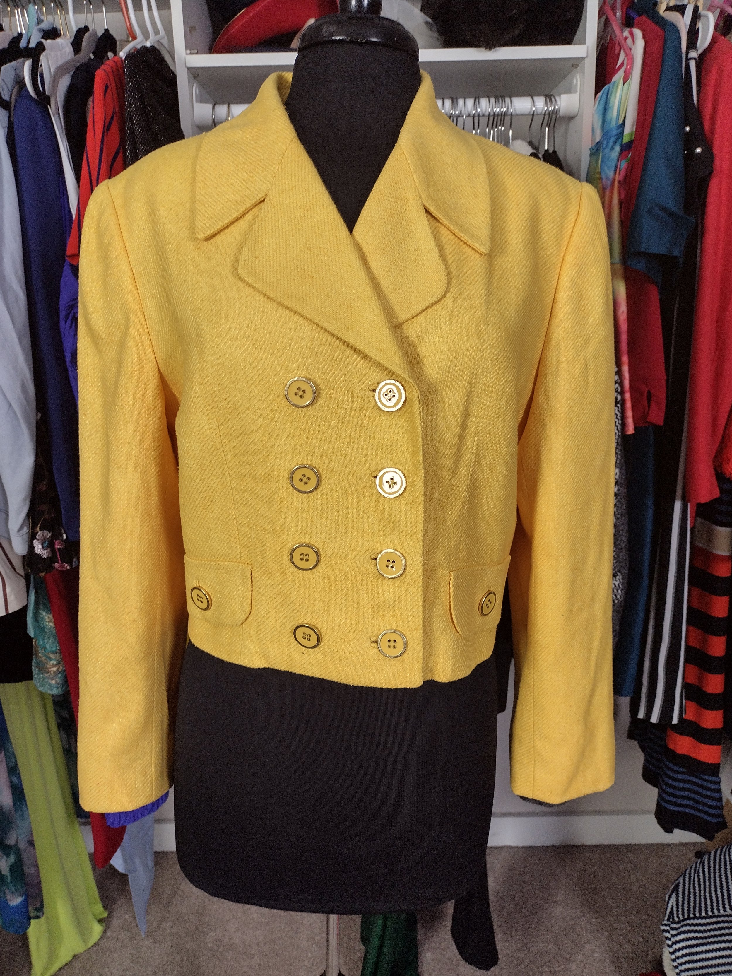 Yellow Gold Button Blazer Size 10/12