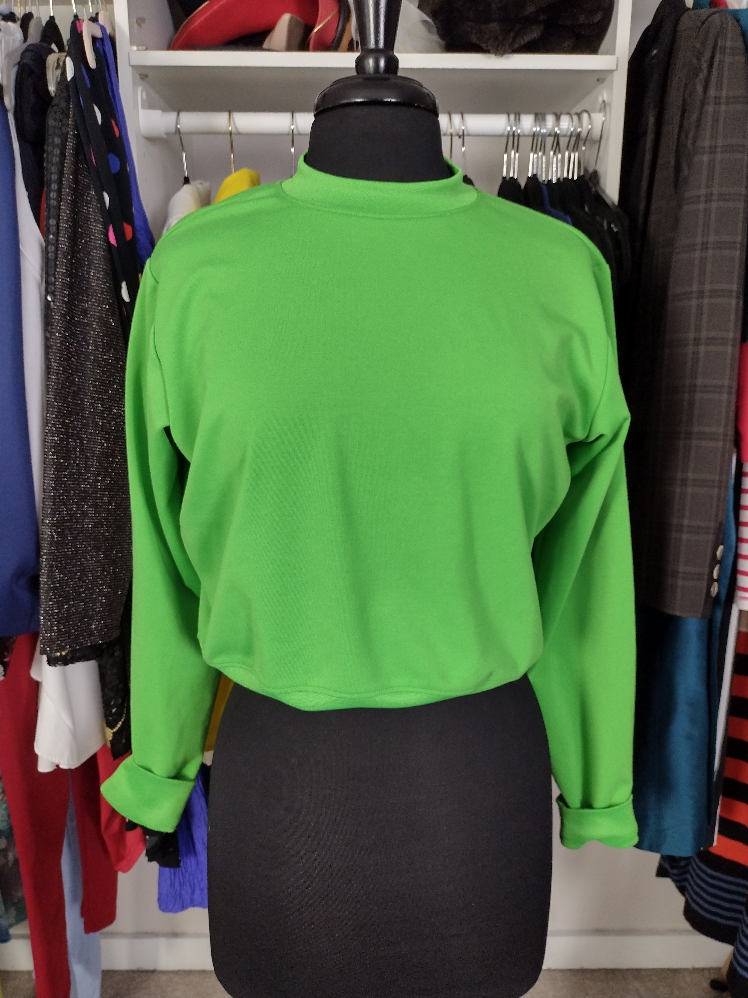 Lime Green Mock Sweatshirt Size M