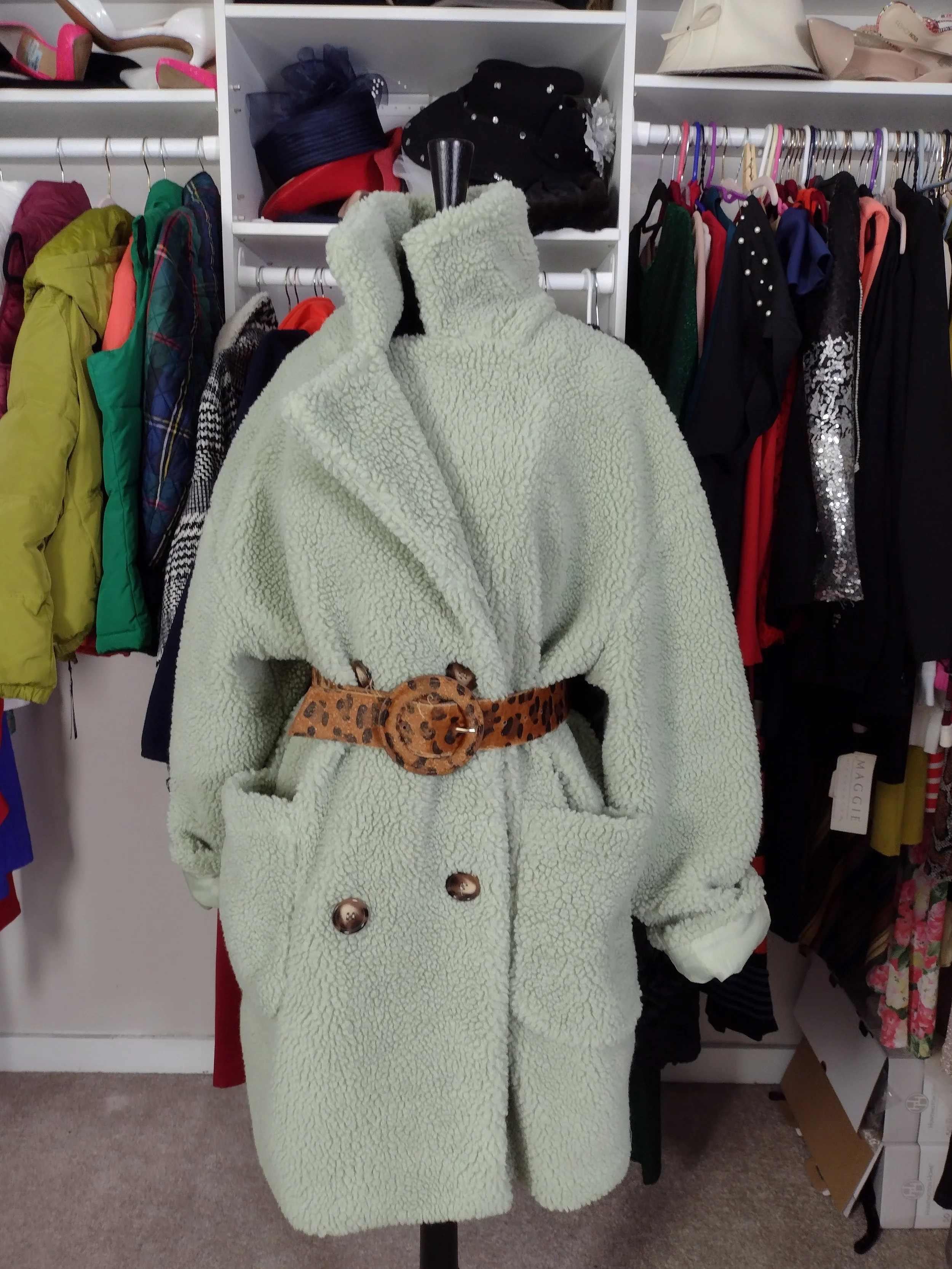 Pretty Little Thing Mint Teddy Bear Coat Size XL