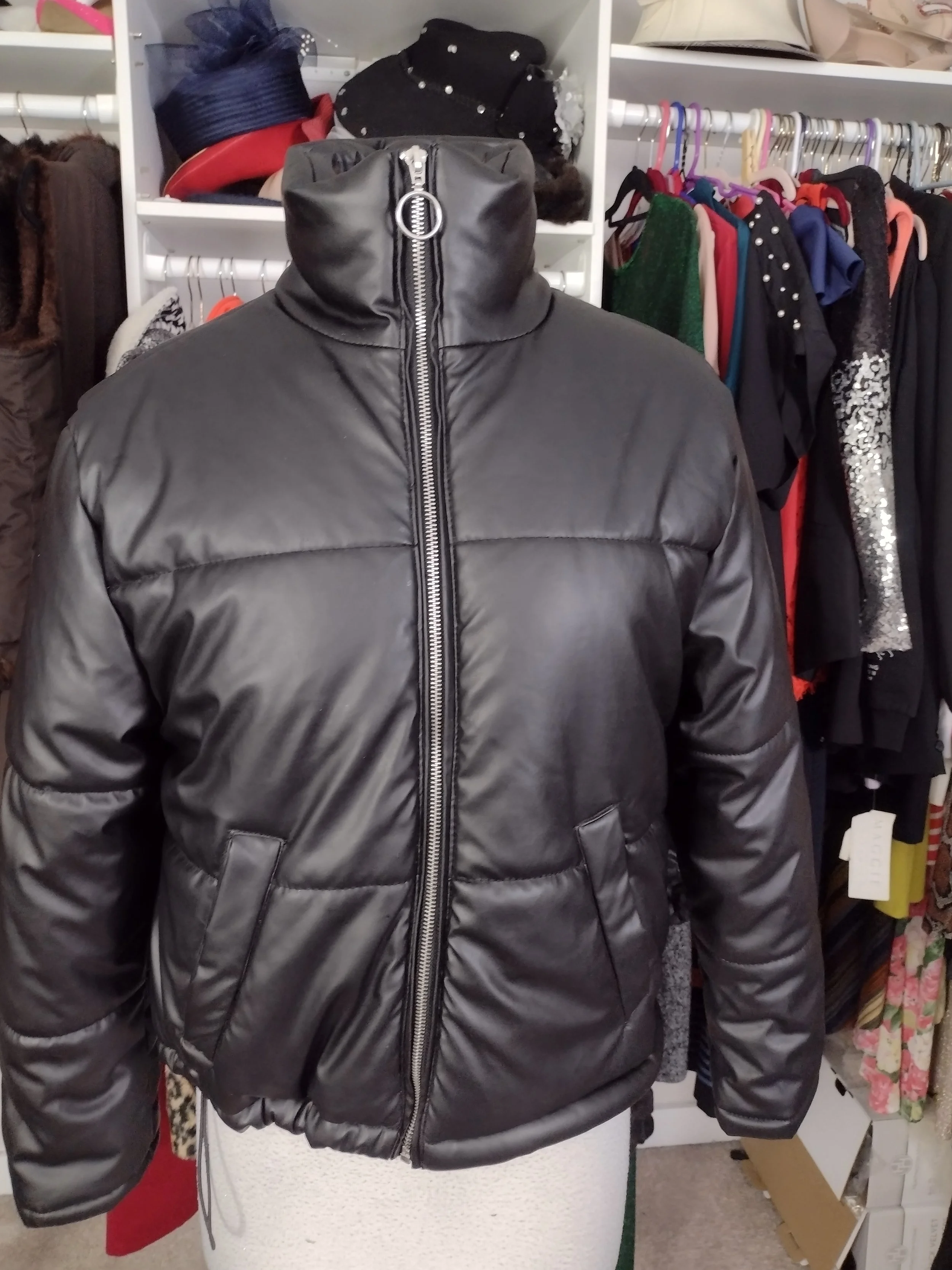 Black Vegan leather Jacket Size S